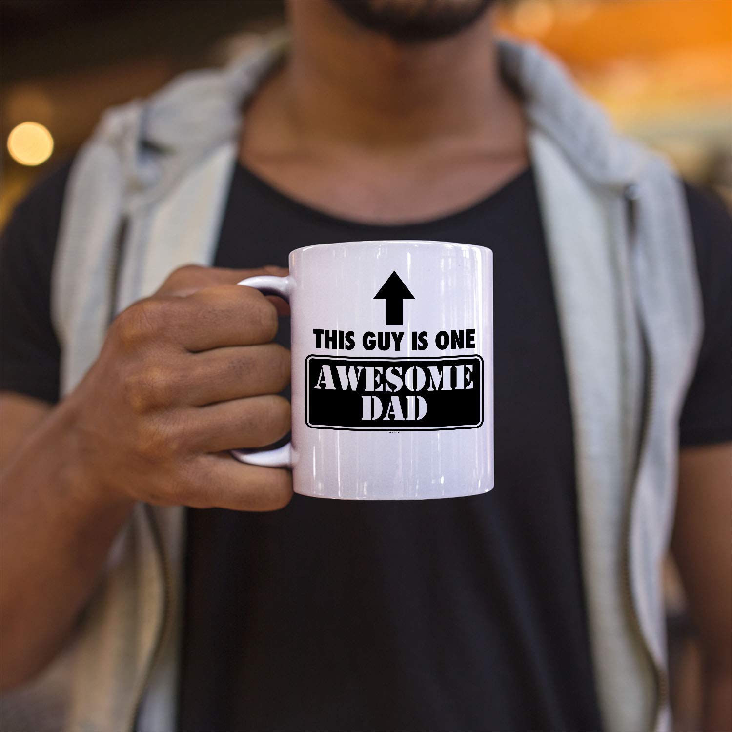 Funny Dad Coffee Mug - 'This Guy Is One Awesome Dad' White Ceramic Cup - Perfect Father's Day, Birthday Gift for New Dad, Stepdad, or Grandpa - Great for Office, Home, or Camping (White, Ceramic)