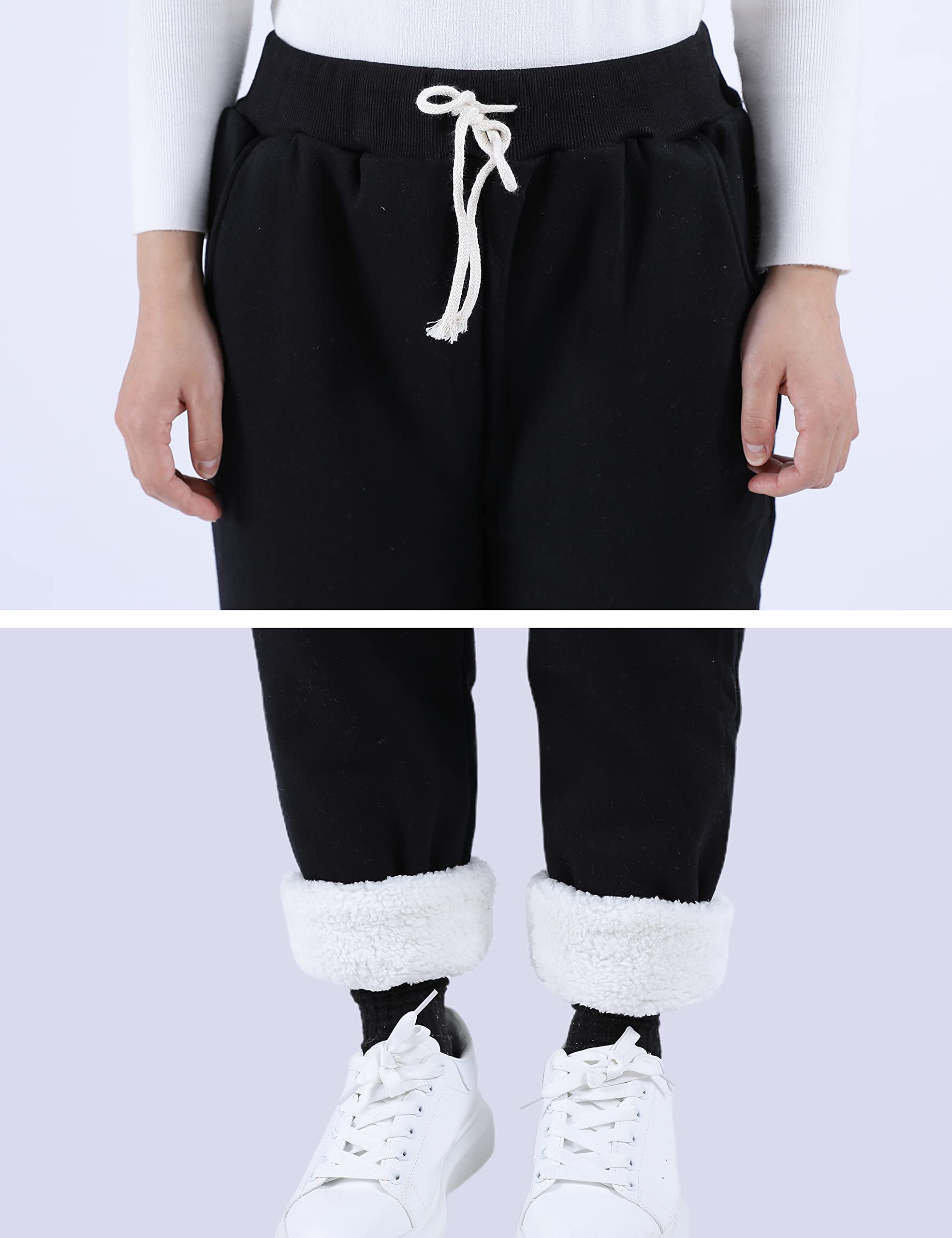 Yeokou Women's Sherpa Lined Sweatpants - Winter Warm Fleece Joggers, Cozy Lounge Pants with Elastic Waistband for Casual Wear, Home, Yoga & Outdoor Activities