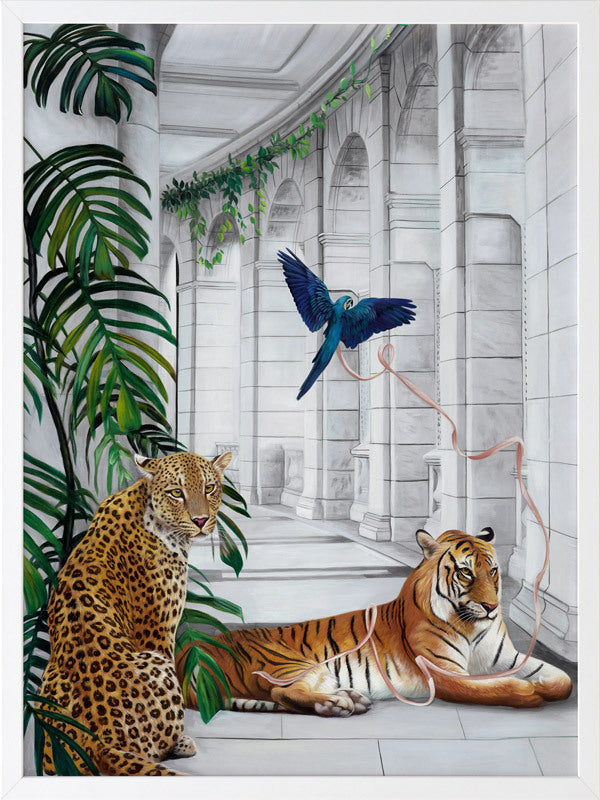 Big Cat Club Framed Art Print - Stunning Wild Animal Wall Decor for Living Room, Bedroom & Office - Perfect Gift for Cat Lovers