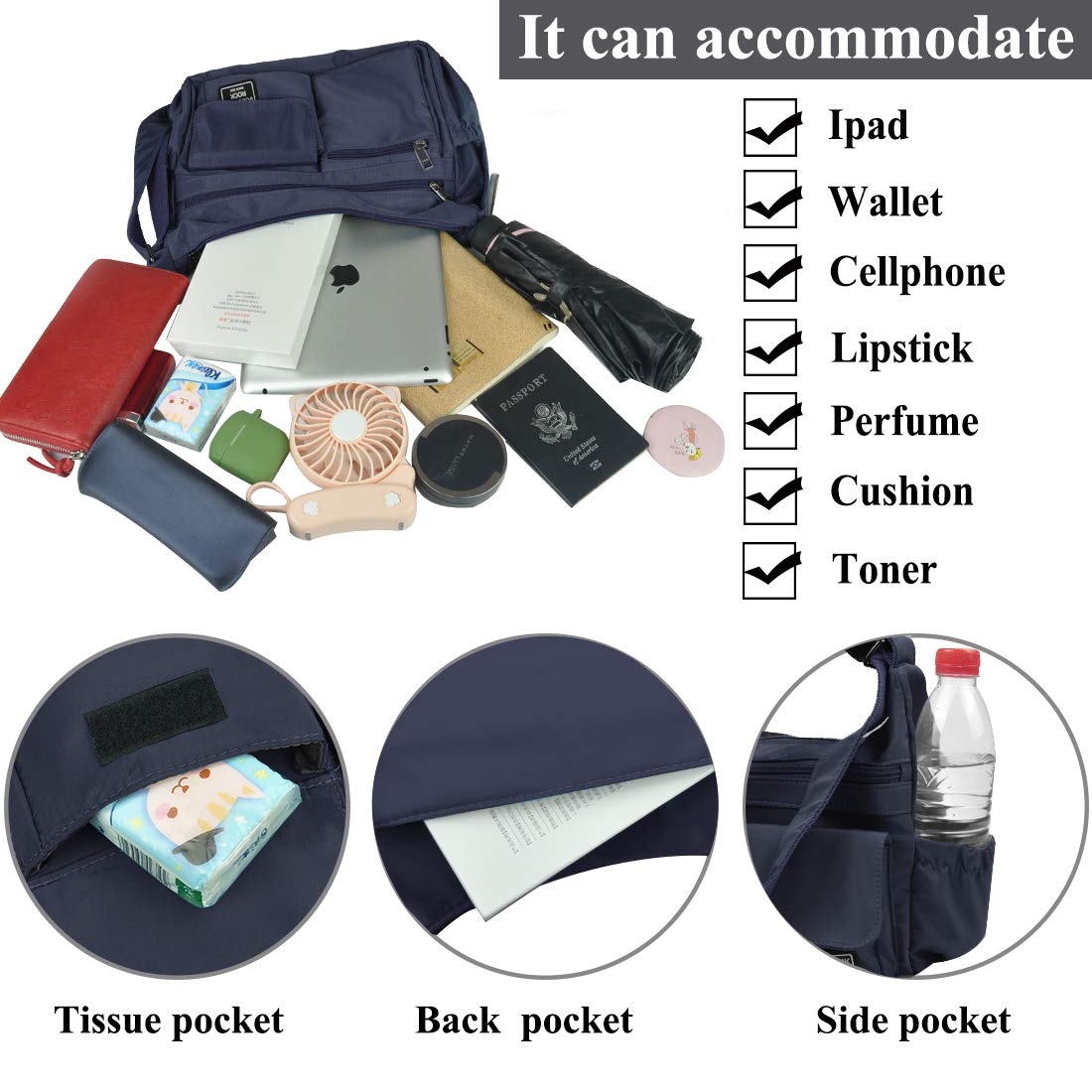 VOLGANIK Women's RFID Waterproof Crossbody Bag for Travel & Daily Use