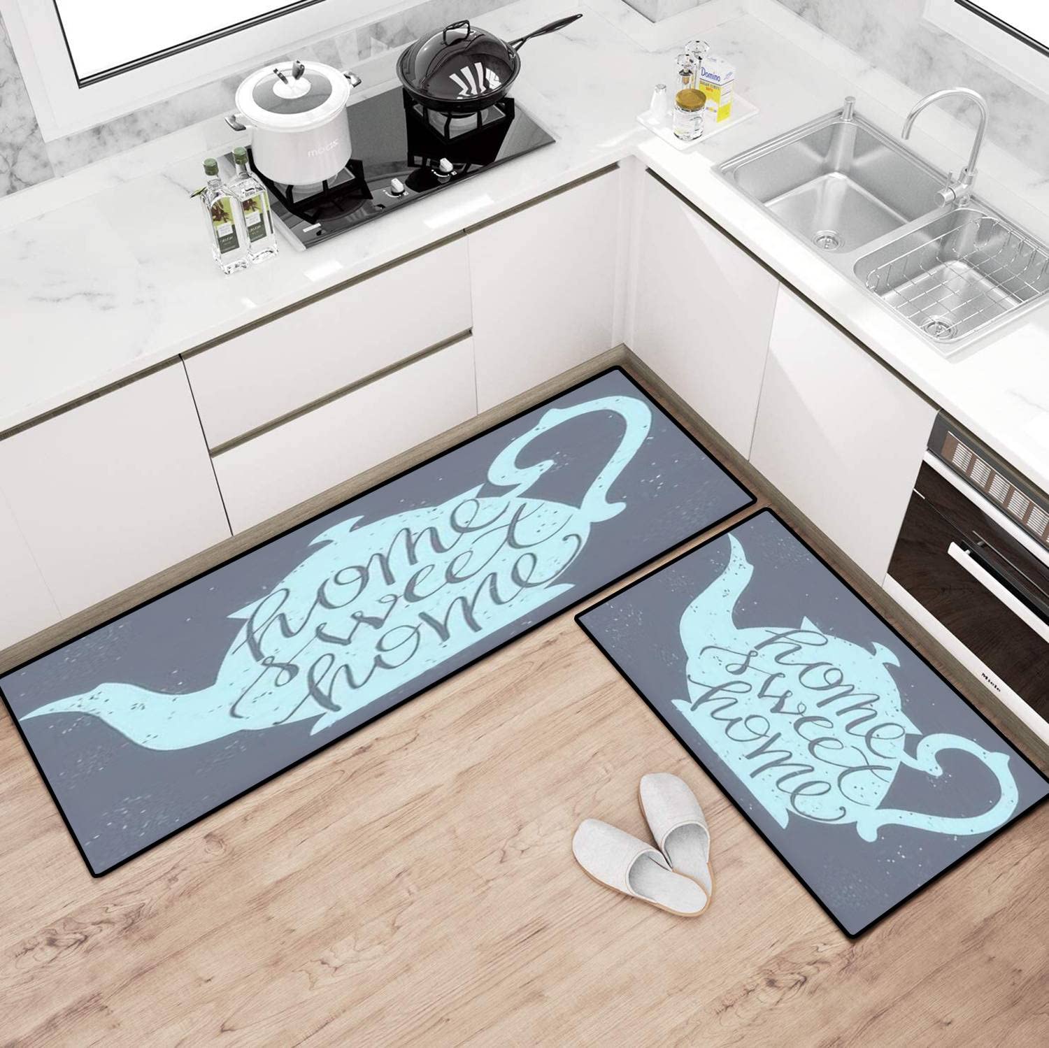 Non-Slip Washable Kitchen Rugs Set - Anti-Fatigue Floor Mats for Standing Comfort, Home Decor Kitchen Runner & Bathroom Rug - Perfect for Cooking, Dishwashing & Home Entryway Decorations