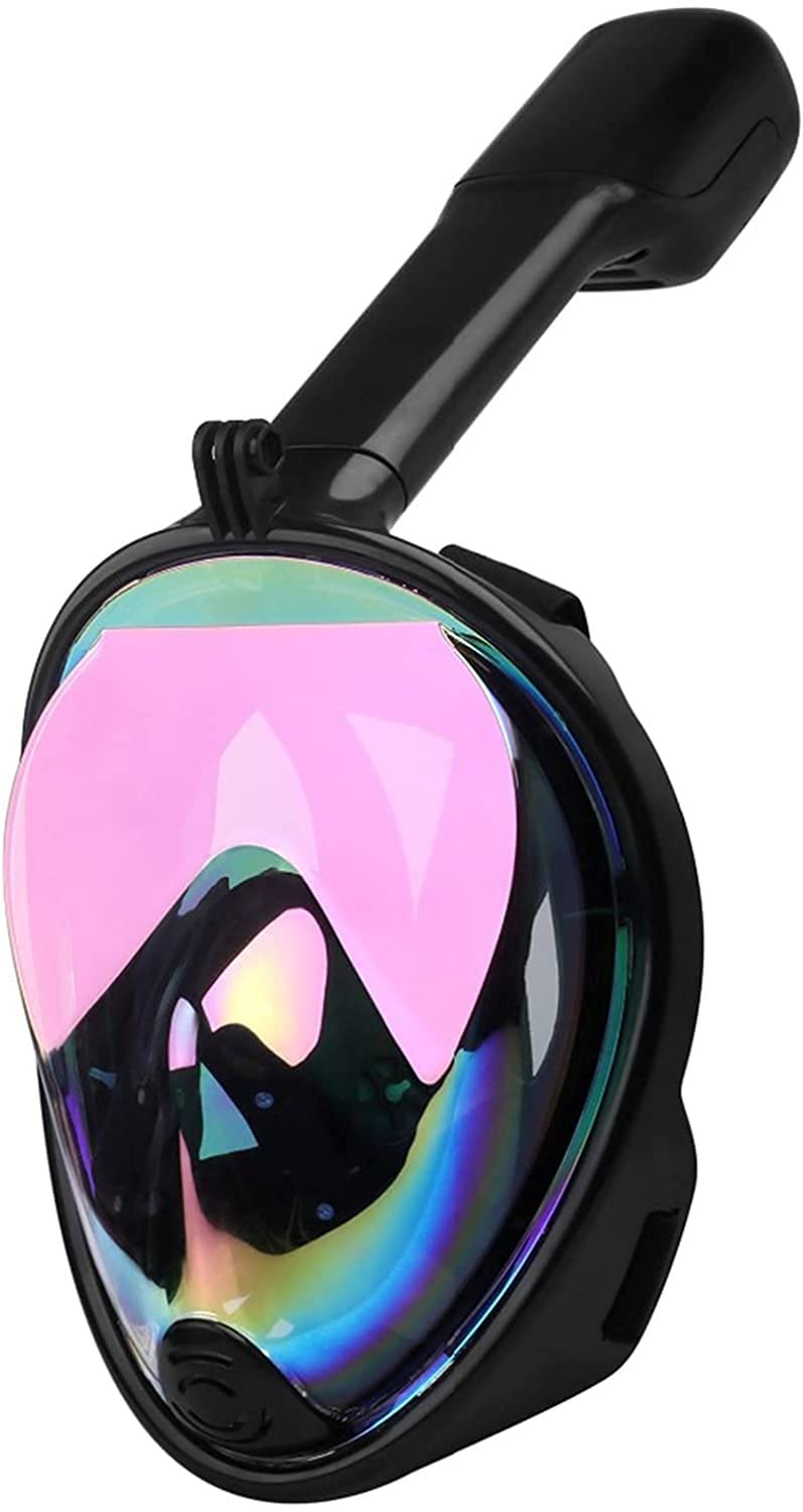 YAOJIA Full Face Snorkel Mask for Adults - Anti-Fog & Anti-Leak Swim Mask with 180° Panoramic View, UV Protection & Camera Mount | Perfect for Snorkeling, Diving, Beach Vacations & Underwater Photography (Black, S/M)