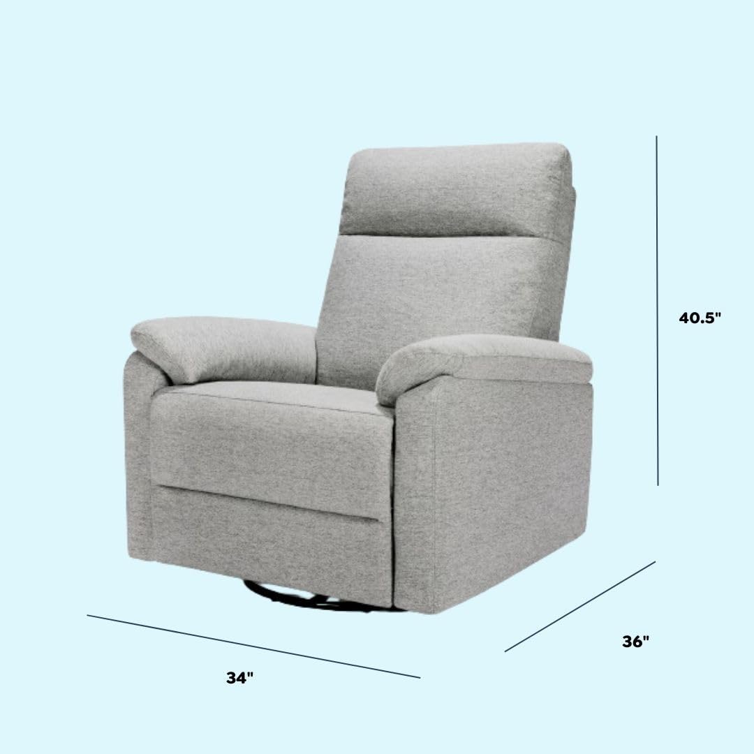 DaVinci Suzy Glider Recliner Nursery Chair - 360° Swivel Rocking Recliner with GREENGUARD Gold, FSC & Certi-PUR US Certification - Comfortable Glider Rocker for Nursery, Living Room & Bedroom (Frost Grey) - Perfect for Breastfeeding, Reading & Relaxing