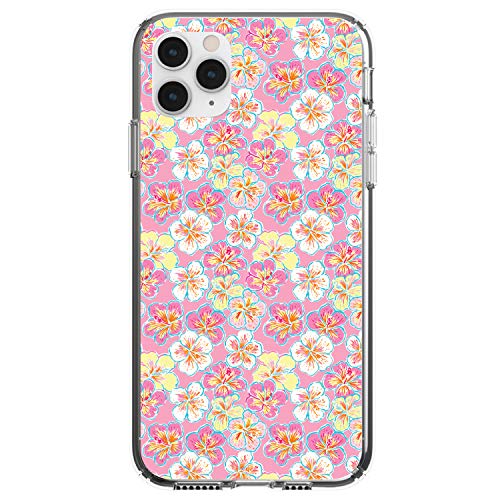 Preppy Pattern - Yellow White Pink Flowers Floral On Clear Case