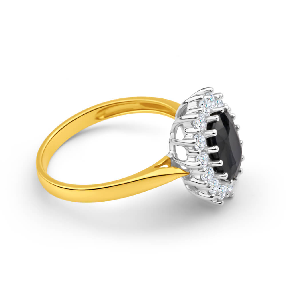 18K Gold Ring with 2.70 Carat Natural Blue Sapphire & 0.70ct Diamond Accents - Elegant Engagement, Wedding, Anniversary Jewelry Gift for Women