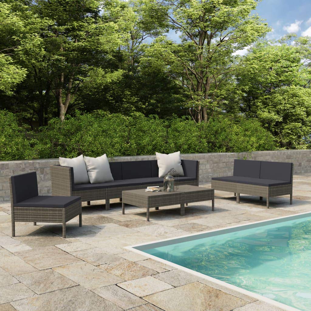 9-Piece Outdoor Patio Furniture Set - Rattan Wicker Sectional Sofa with Cushions & Coffee Table (Gray/Anthracite) - Perfect for Backyard, Deck, Poolside & Garden Relaxation