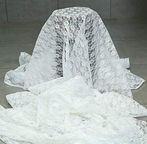 15 Pack Floral Lace Table Runners - 12x108 Inch White Linen Centerpiece Cloth for Wedding, Thanksgiving, Christmas Party Decor - Elegant Dining Table Decorations for Home, Advent & Holiday Celebrations