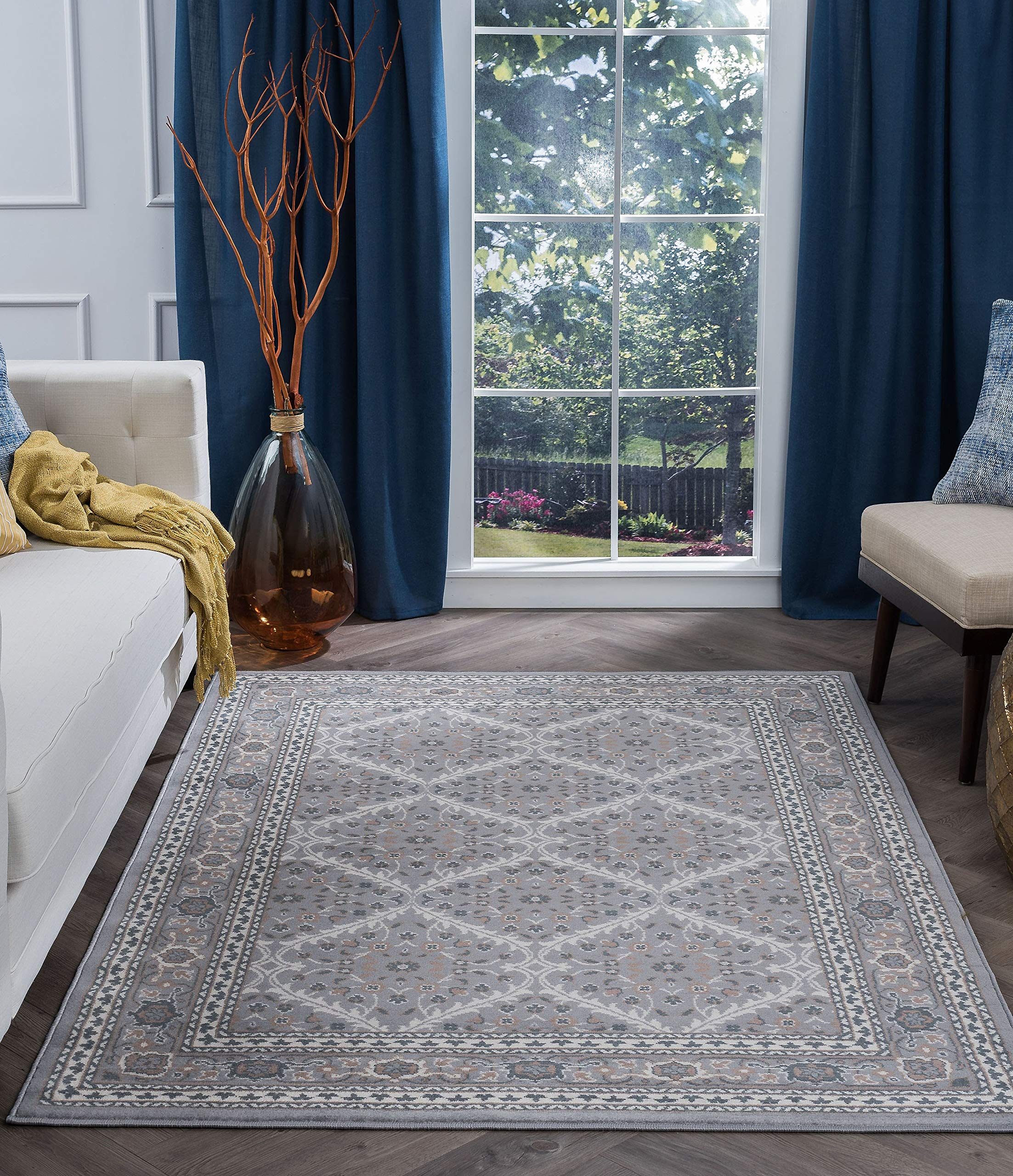 Tayse Gray Modern 5x7 Area Rug - Soft Contemporary Carpet for Living Room, Bedroom, Dining Room & Kitchen - Non-Slip Indoor Rug for Home Decor - Perfect for Entryway, Office or Nursery - Alfombras Modernas para Salas
