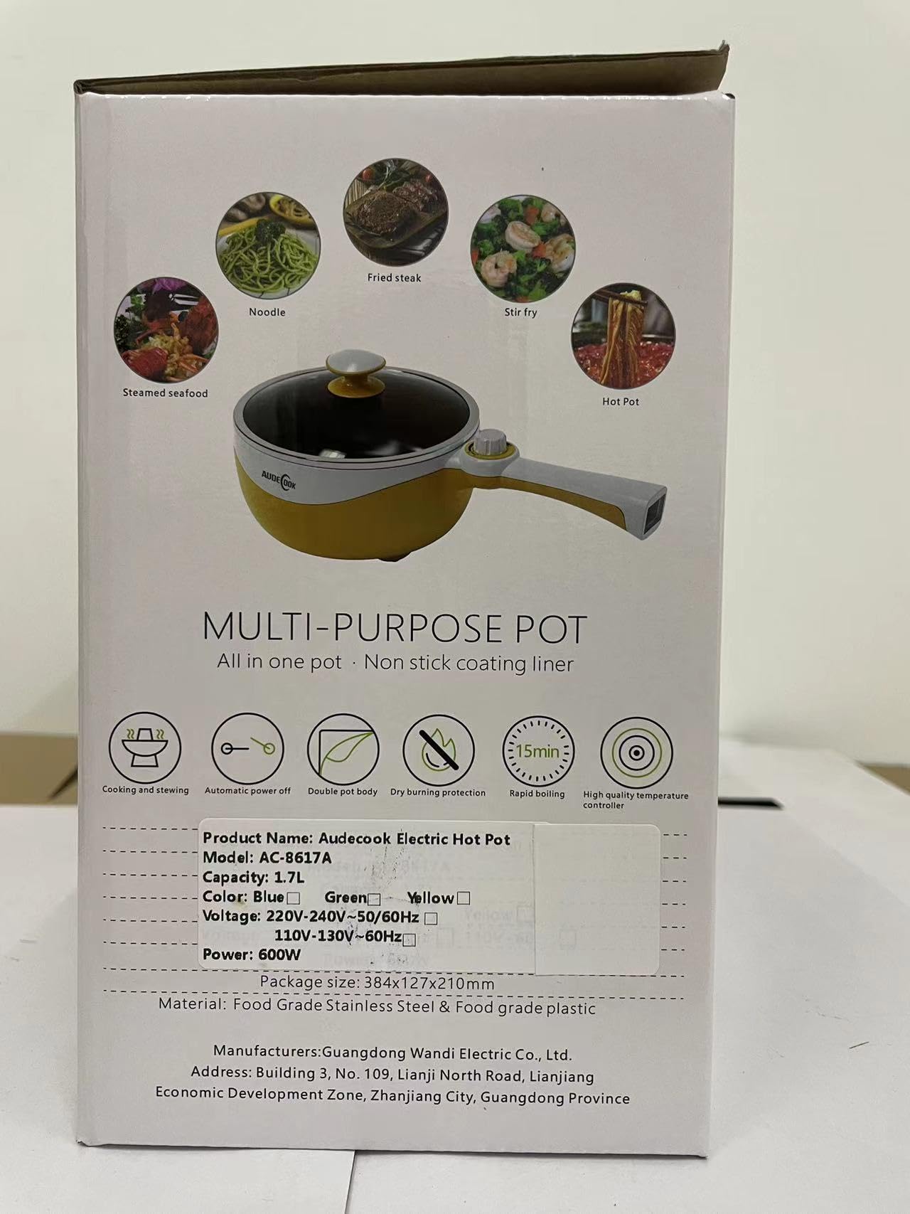 Audecook 1.7L Electric Hot Pot - Portable Nonstick Mini Skillet with Adjustable Temperature for Ramen, Soup, Steak, Eggs & Oatmeal | Perfect for Dorm, Office, Travel & Small Kitchen Cooking