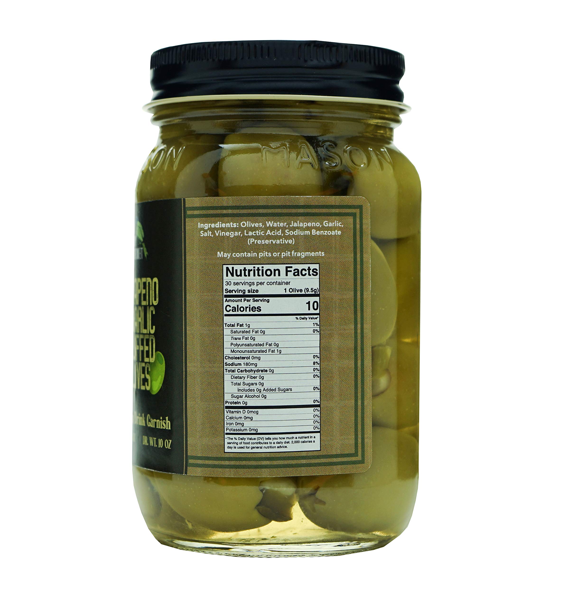 Premium Gourmet Double Stuffed Green Olives with Jalapeño & Garlic - All Natural Large Olives for Dirty Martinis, Cocktail Garnish & Charcuterie Boards - 2 Pack (16oz Each) - Perfect for Home Bars, Parties & Gourmet Gifts