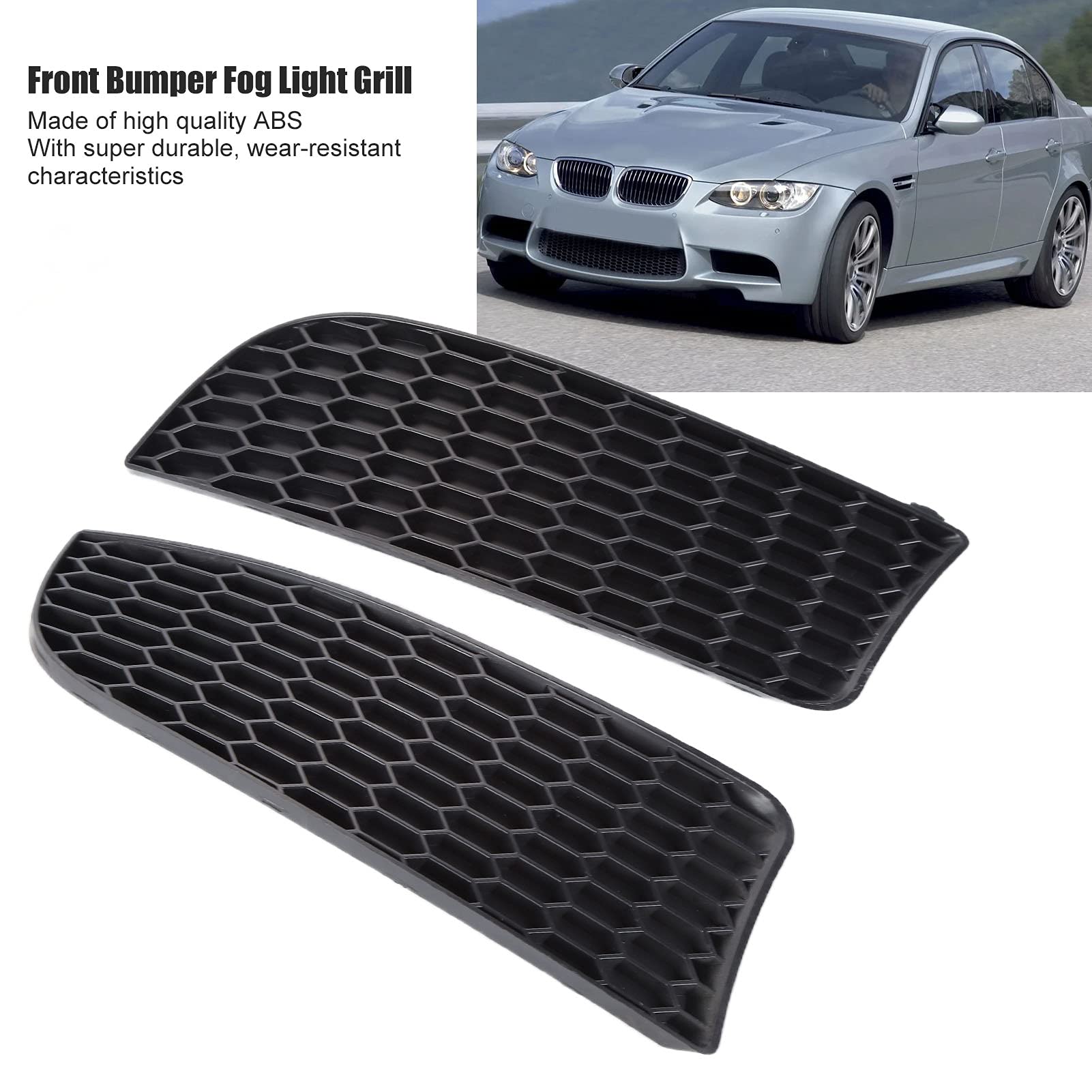 Fydun Front Fog Light Grill Cover Set (2pcs) - Left & Right Replacement for BMW 3 Series E90 E91 E92 E93 M3 - Durable Bumper Accessory for Enhanced Style & Protection | Perfect for Car Upgrades & Fog Light Maintenance