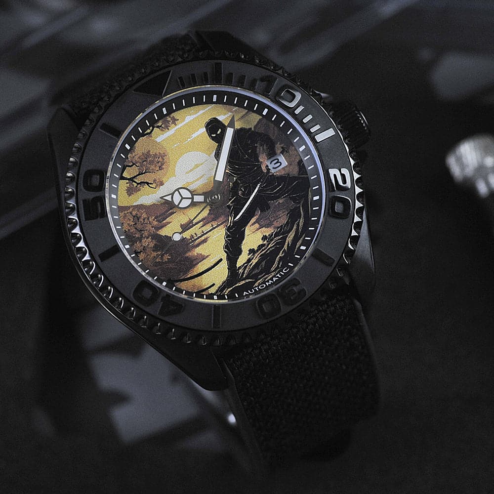 AG Collective The Shadow Ninja Series Men's Watch - Black Dial with Fabric Strap (Model G 8040 NIN SHA) | Stylish Casual & Outdoor Sports Timepiece for Men