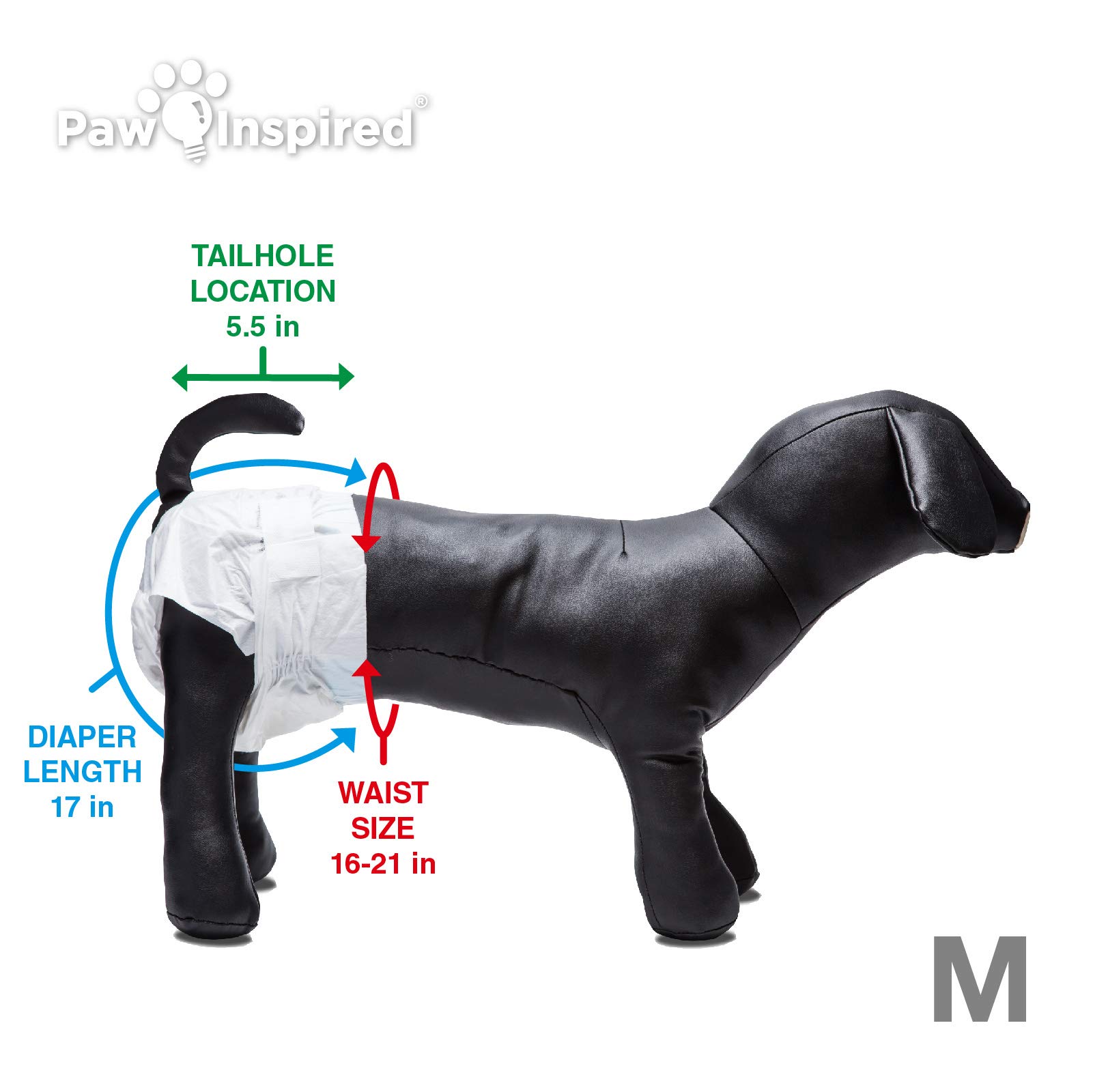**Paw Inspired Disposable Dog Diapers for Female Dogs - Ultra Protection for Heat, Excitable Urination & Incontinence (144 Count, Medium) | Perfect for Home, Travel & Vet Visits**