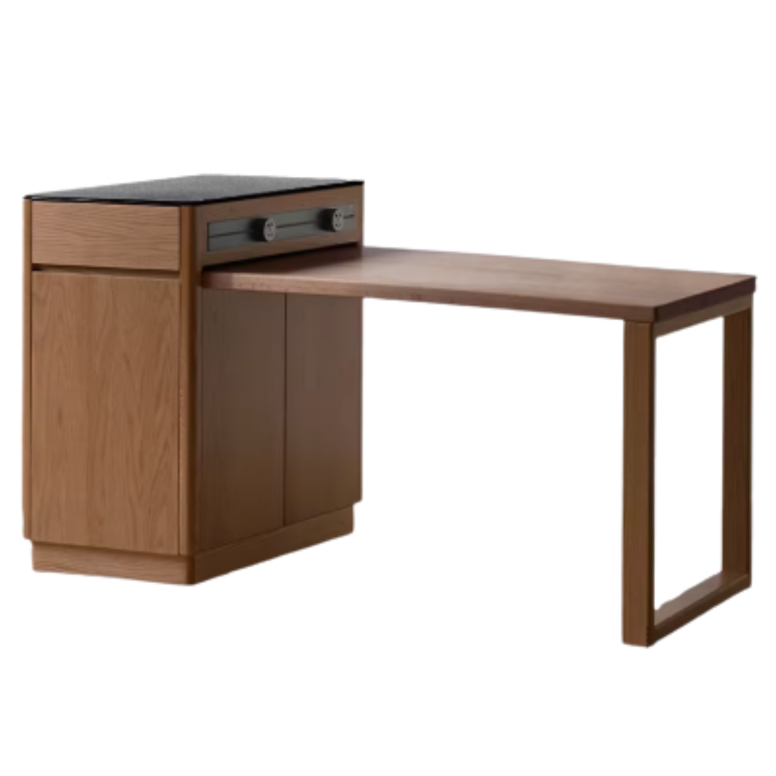 Solid Oak Wood Extendable Dining Table for Kitchen Island - Expandable Farmhouse Style Table for Dining Room, Breakfast Nook & Small Spaces