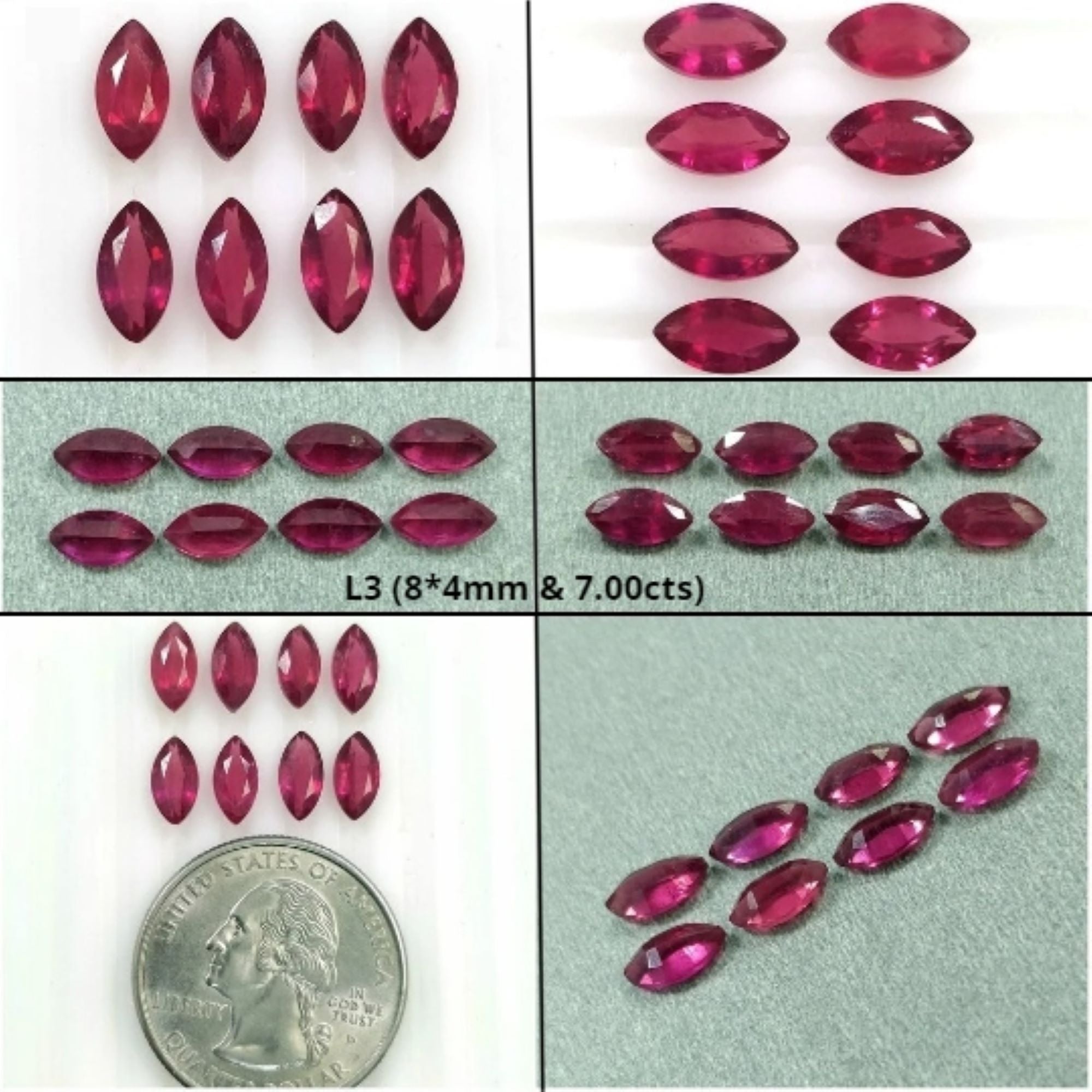 Natural Glass-Filled Pinkish Red Ruby Gemstone - Marquise Shape 8x4mm (Lots) - Perfect for Jewelry Making, Engagement Rings & DIY Craft Projects