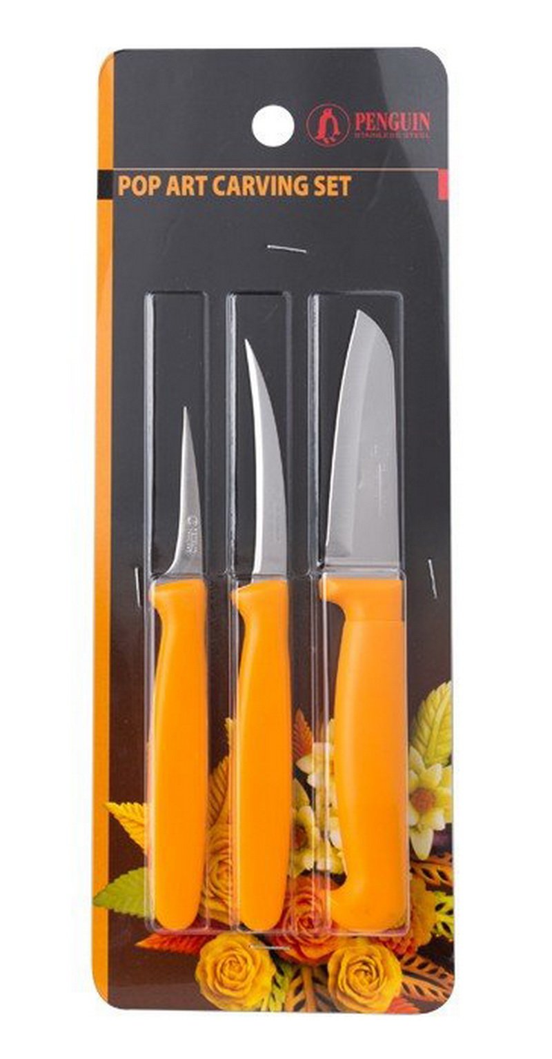 Premium Penguin Carving Knives Set of 3 - Professional Stainless Steel Kitchen Knives for Meat, Vegetables & Fruits - Perfect for Home Chefs, BBQ Parties & Holiday Cooking