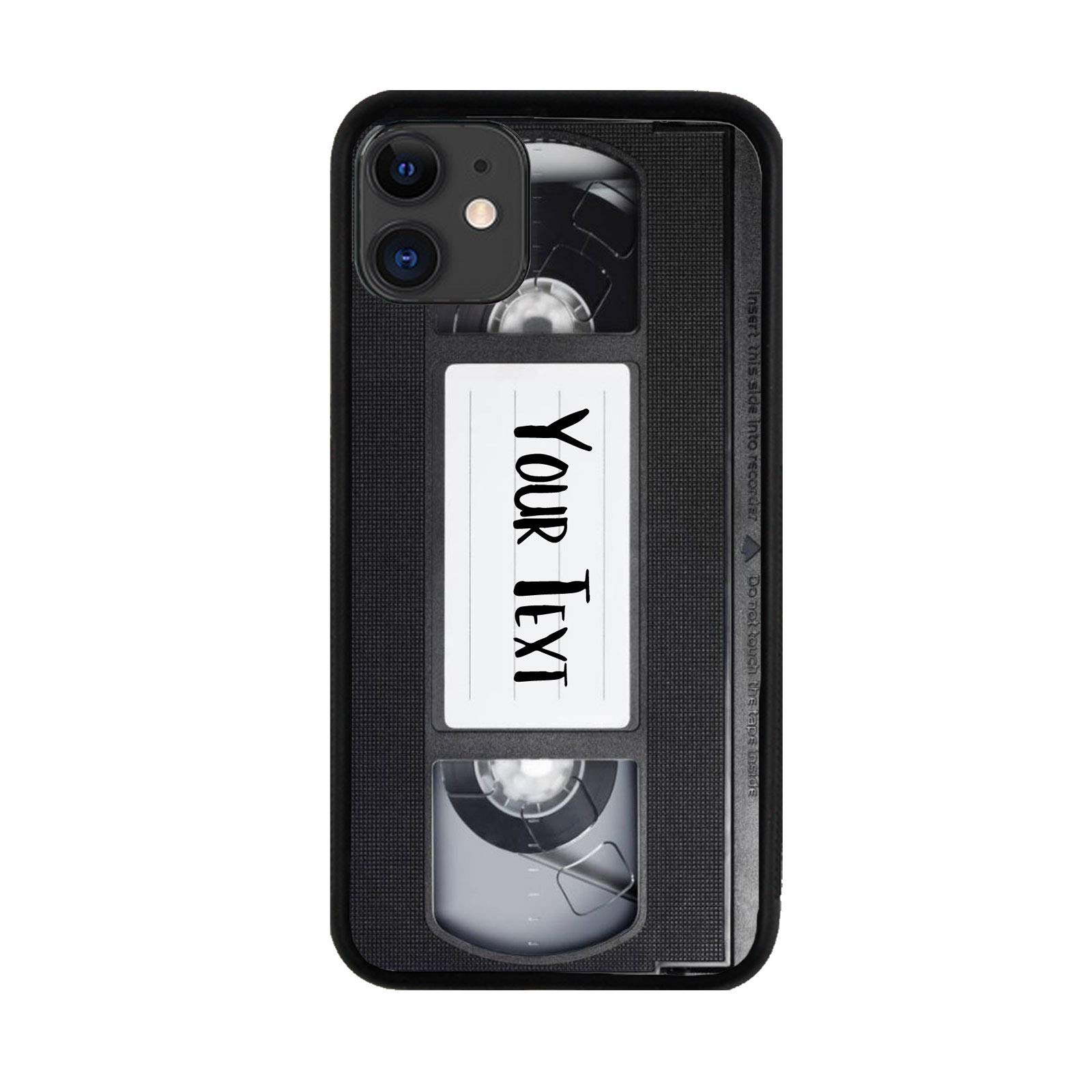Personalized Custom Name VHS Tape Rubber Phone Case for iPhone 11 | Durable Shockproof Cover | Unique Retro Gift Idea | Perfect for Movie Lovers & 80s Nostalgia Fans