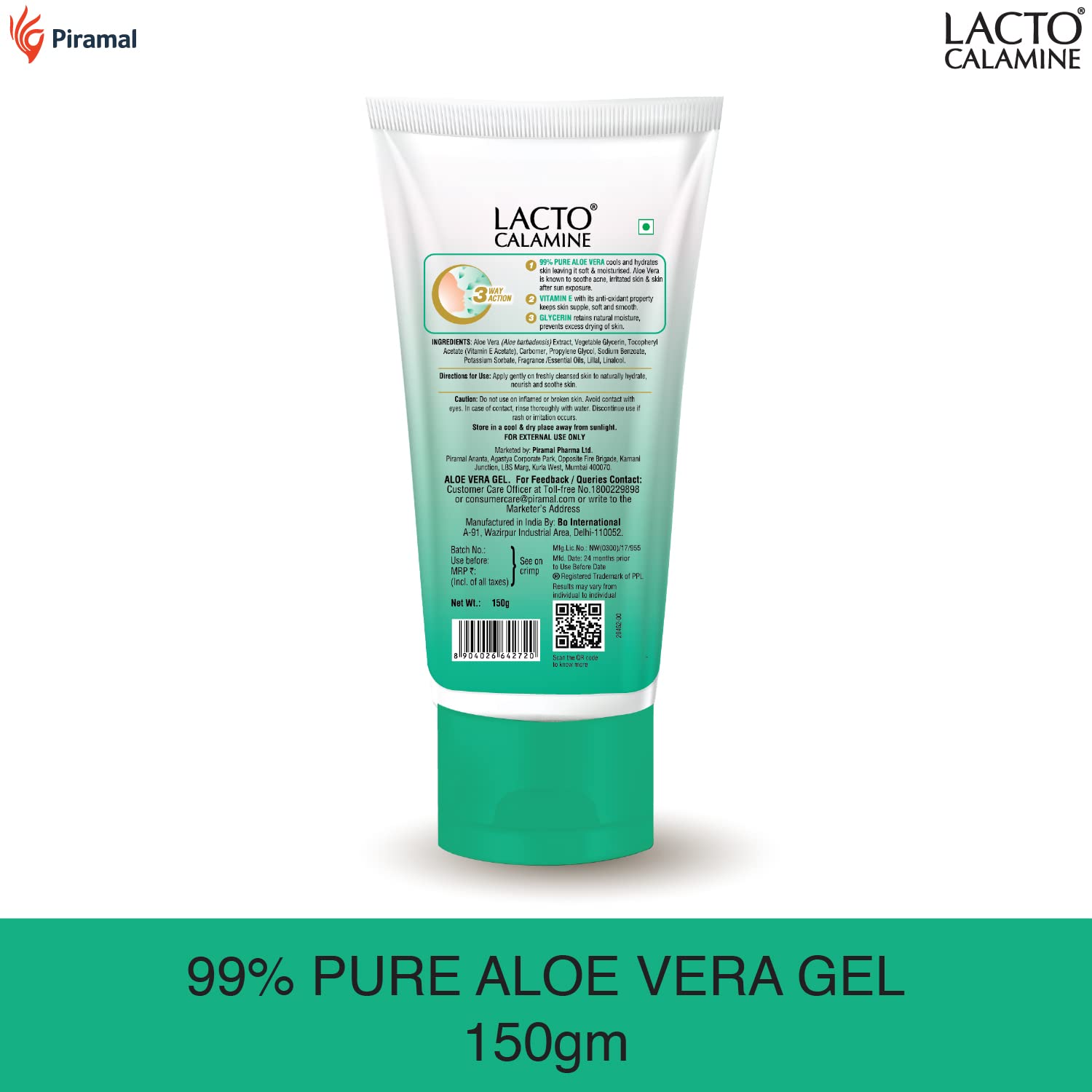 **Lacto Calamine Oil Control Face Cleansing Wipes & Lotion for Oily Skin (120ml) + 99% Pure Aloe Vera Gel with Vitamin E & Glycerin (150g) – Hydrating & Soothing Skincare Combo for Daily Use, Acne Relief & Sunburn Care**
