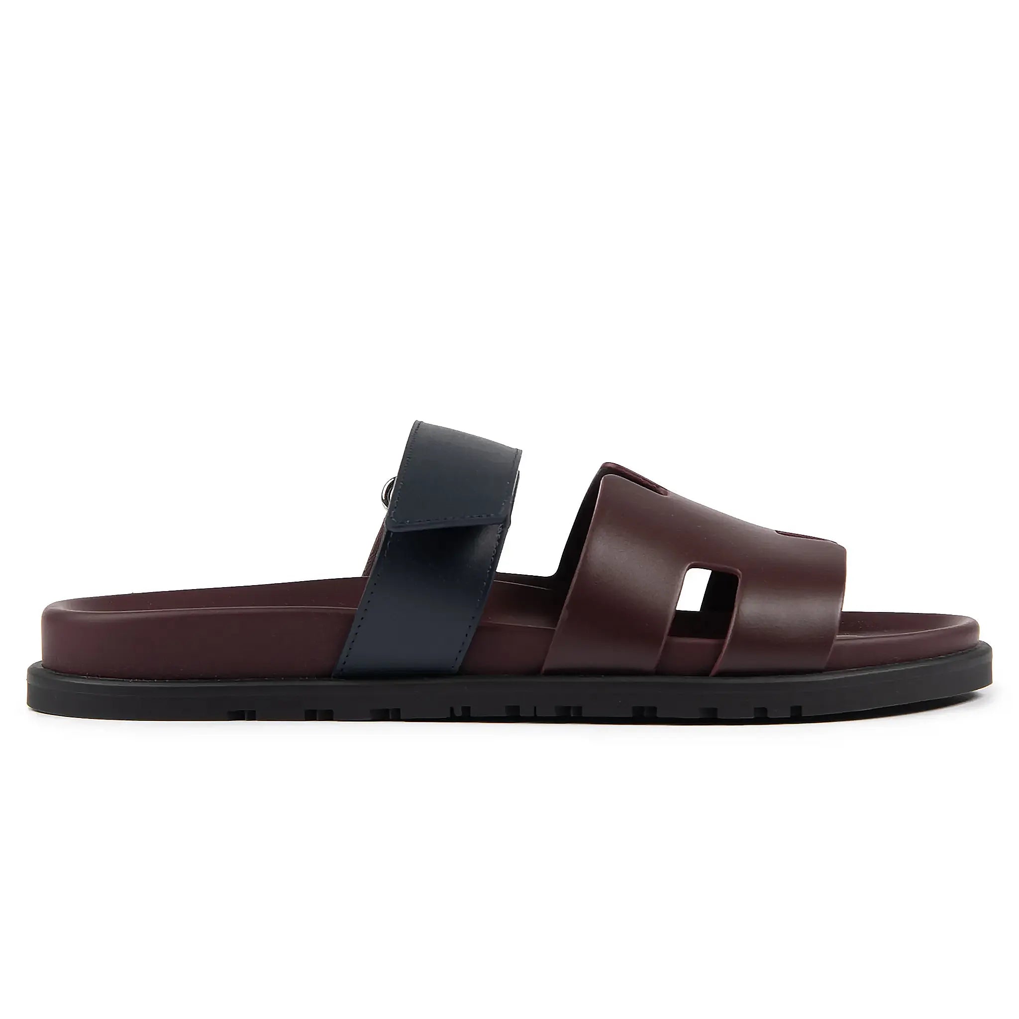 Hermès Paris Chypre Sandals - Genuine Calfskin Leather Burgundy Women's Luxury Slides | Perfect for Summer Vacations, Beach Getaways & High-End Fashion Outfits