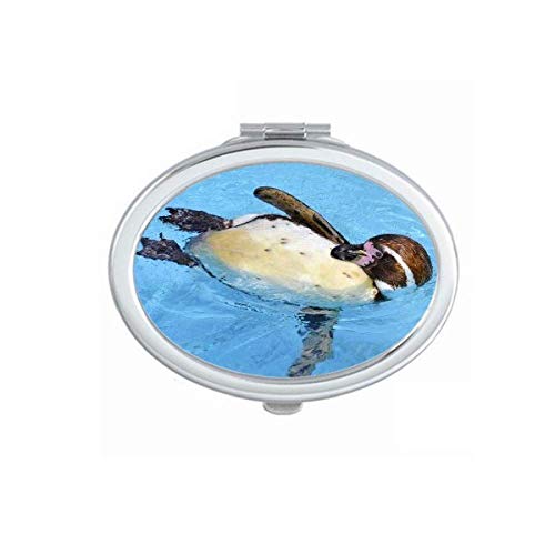 DIYthinker Foldable Double-Sided Mirror with Antarctic Penguin Design - Portable Makeup & Glasses Mirror for Travel, Home, and Office Use