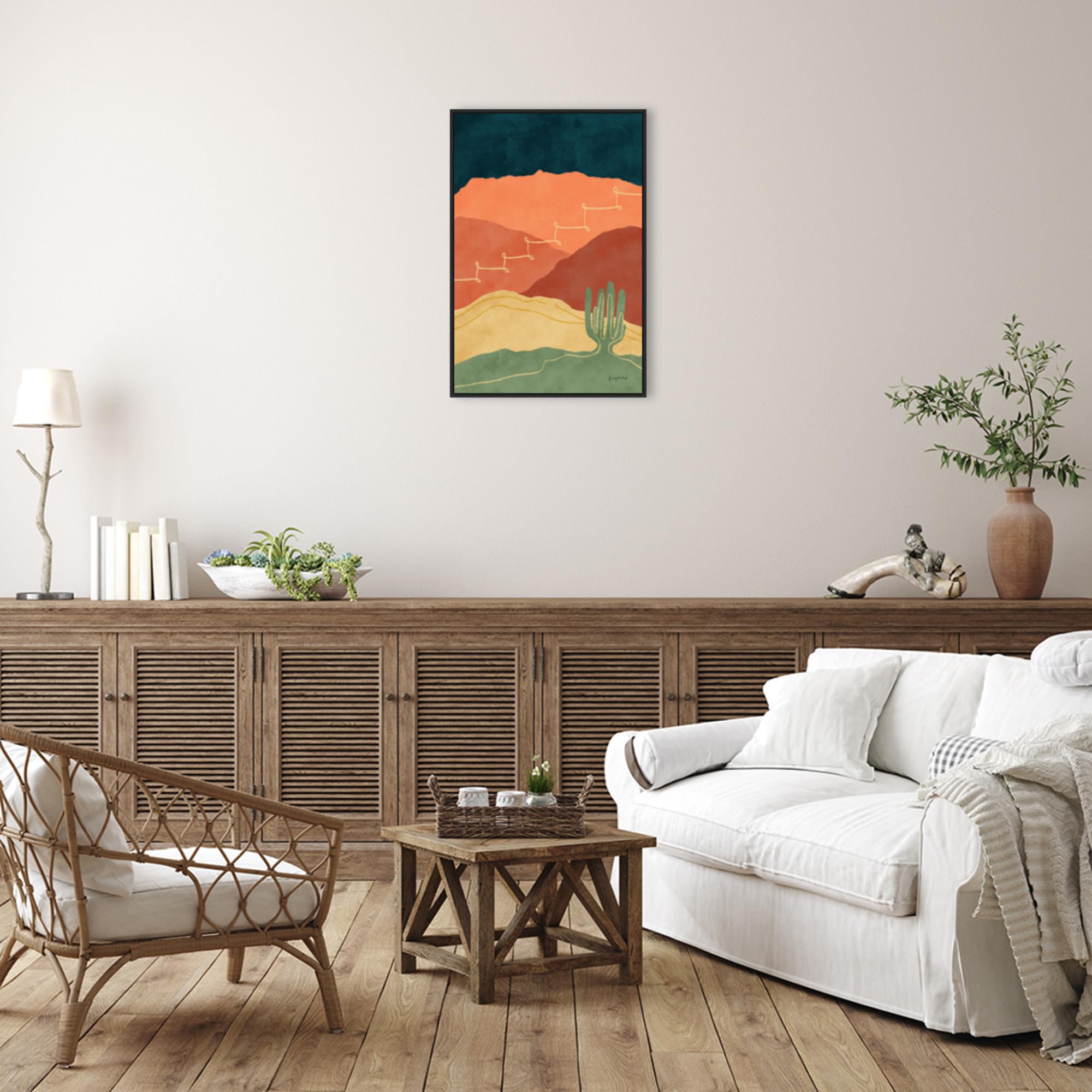 Amanti Art Framed Canvas Wall Art 33x23 - Mountainous II Abstract Painting by Becky Thorns | Modern Framed Wall Decor for Living Room, Bedroom, Bathroom & Kitchen | Perfect for Home, Office & Gift Giving