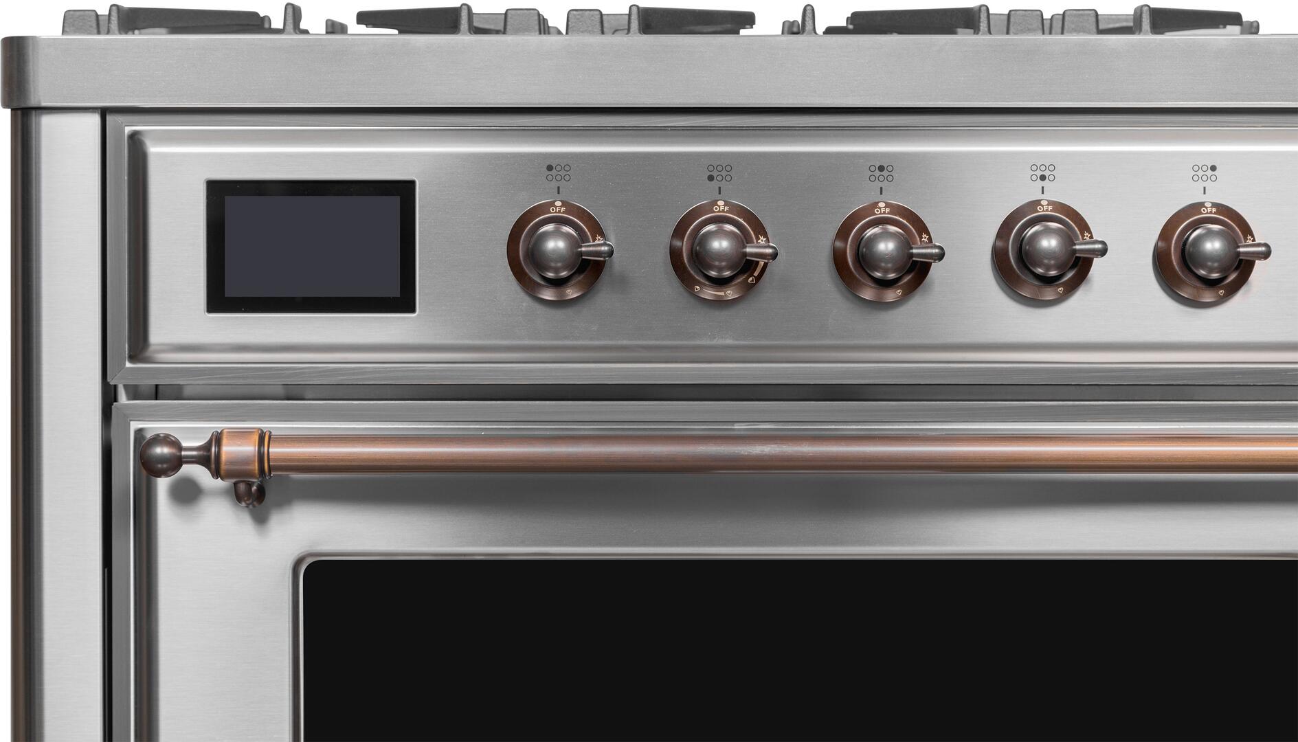ILVE Majestic II 36-Inch Dual Fuel Range with Stainless Steel Body & Bronze Trim - Professional Gas & Electric Stove for Home Chefs - Perfect for Gourmet Cooking, Baking, and Entertaining in Modern Kitchens
