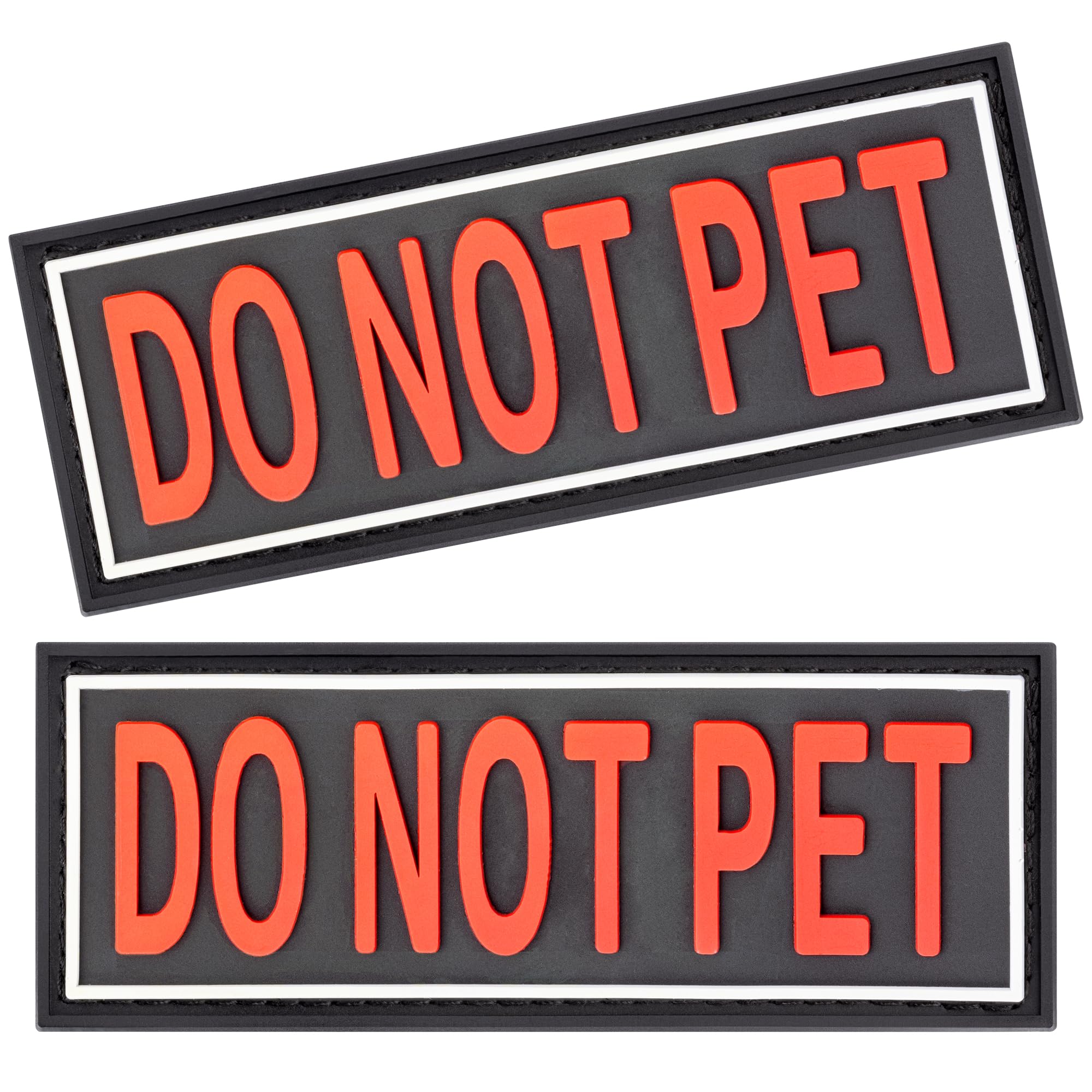 Dogline Do Not Pet Removable 3D Rubber Patches for Dog Harness & Vest - Hook & Loop Backing for Small/Medium/Large Working Dogs (1.5