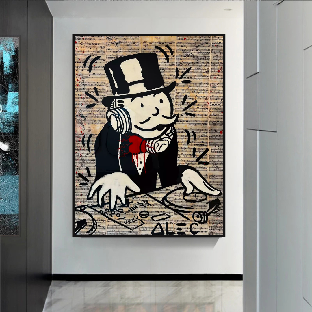 Alec Monopoly DJ Money Man Canvas Print - Limited Edition Artwork for Home & Office Decor | Wall Art Gift for Music & Pop Culture Fans