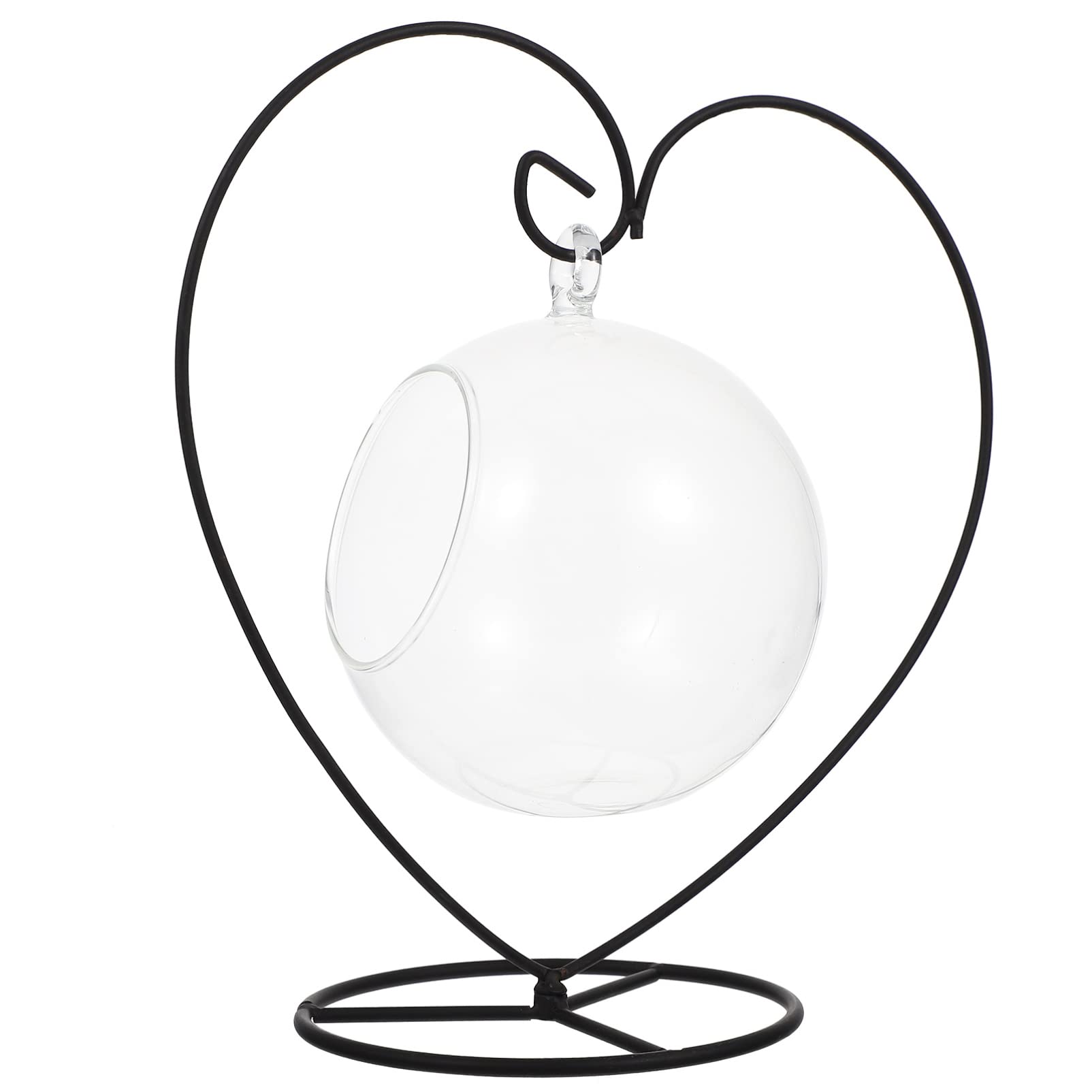 Homoyoyo Wrought Iron Hanging Plant Stand - Air Plant Holder, Tabletop Propagation Planter, Terrarium Display & Mini Votive Glass Vase - Perfect for Indoor Gardens, Home Decor, and Office Greenery