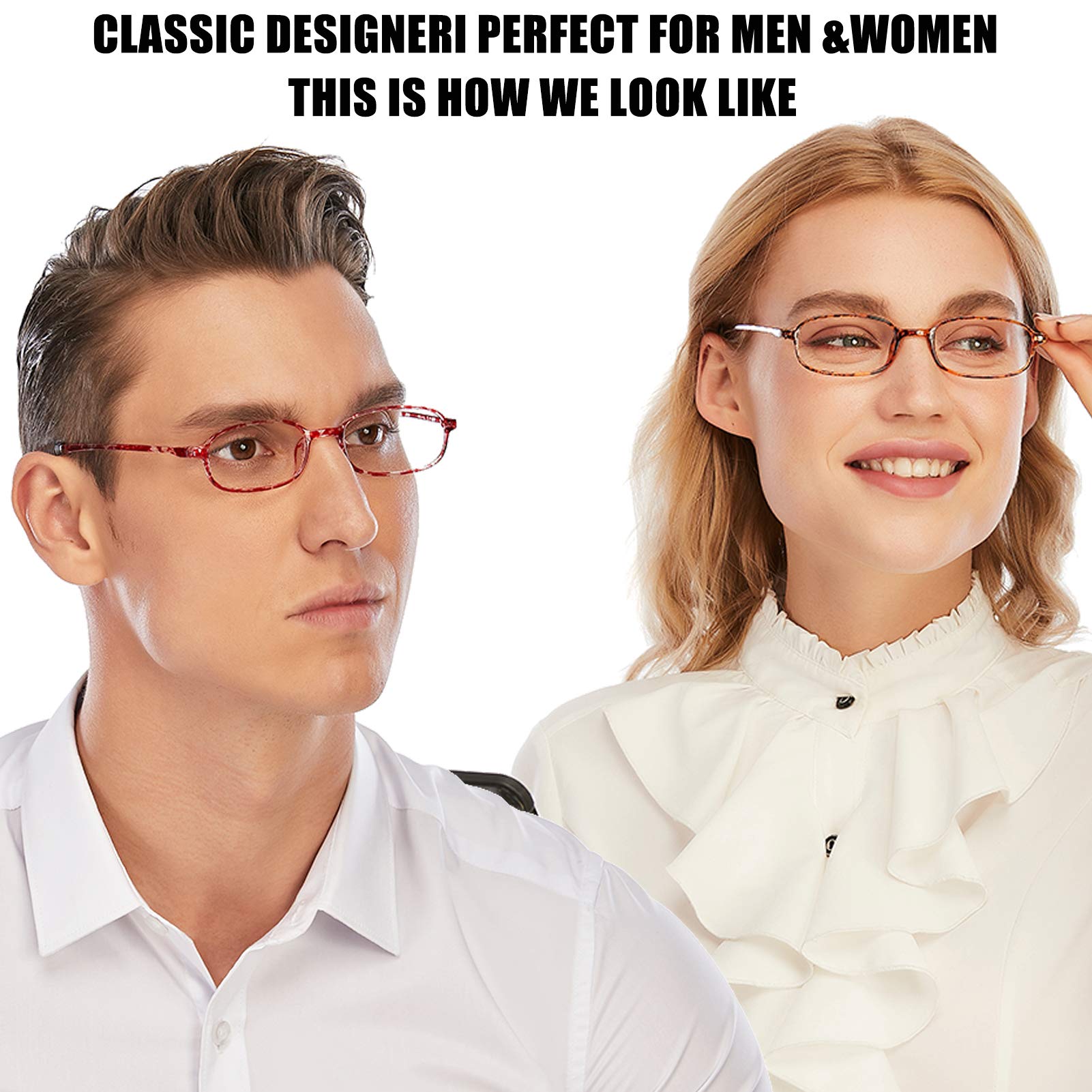 AQWANO 2 Pack Blue Light Blocking Computer Glasses - UV Protection, Flexible TR90 Frame, Lightweight Reading Glasses for Women & Men (+3.5 Strength) - Perfect for Office Work, Gaming & Screen Time