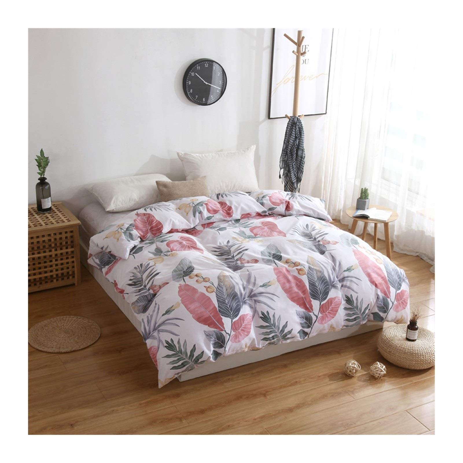100% Cotton Striped Printed Floret Quilt Cover - Soft & Breathable Down Comforter Cover - 150x200cm (Queen Size) - Perfect for Bedroom, Guest Room & Hotel Decor