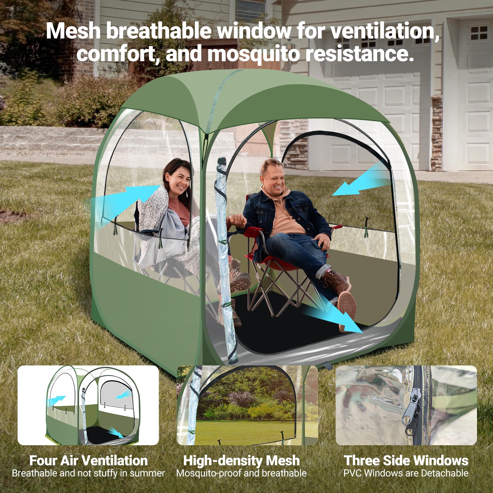 Transparent Popup Tent - Weatherproof Clear Dome with Removable Windows for Garden Parties, Stargazing, Outdoor Lounging, Camping, and Backyard Relaxation