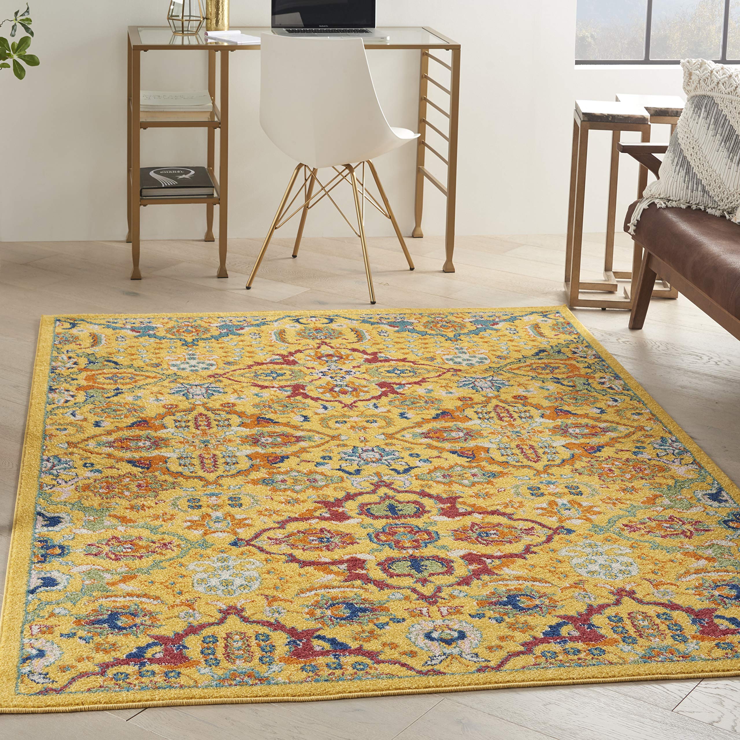 Nourison Allur Traditional Yellow Multicolor 5'3