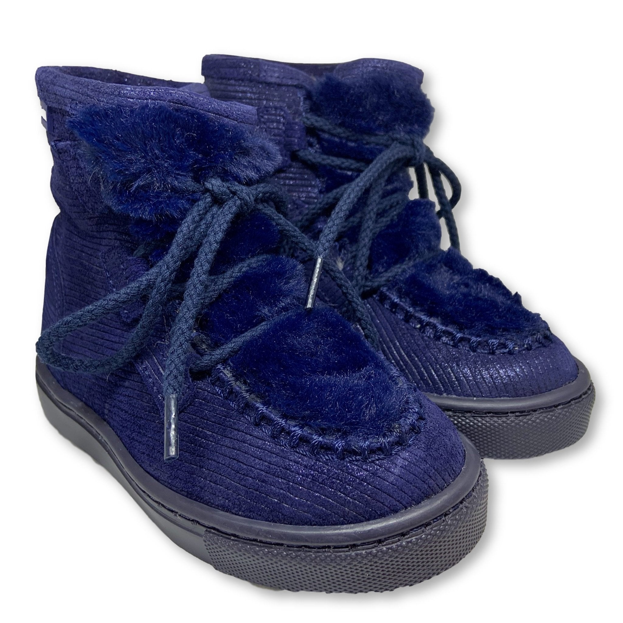 Atlanta Navy Fur Lace-Up Moccasin Boots for Women - Cozy Winter Snow Boots with Faux Fur Lining - Perfect for Outdoor Activities, Casual Wear & Cold Weather Fashion