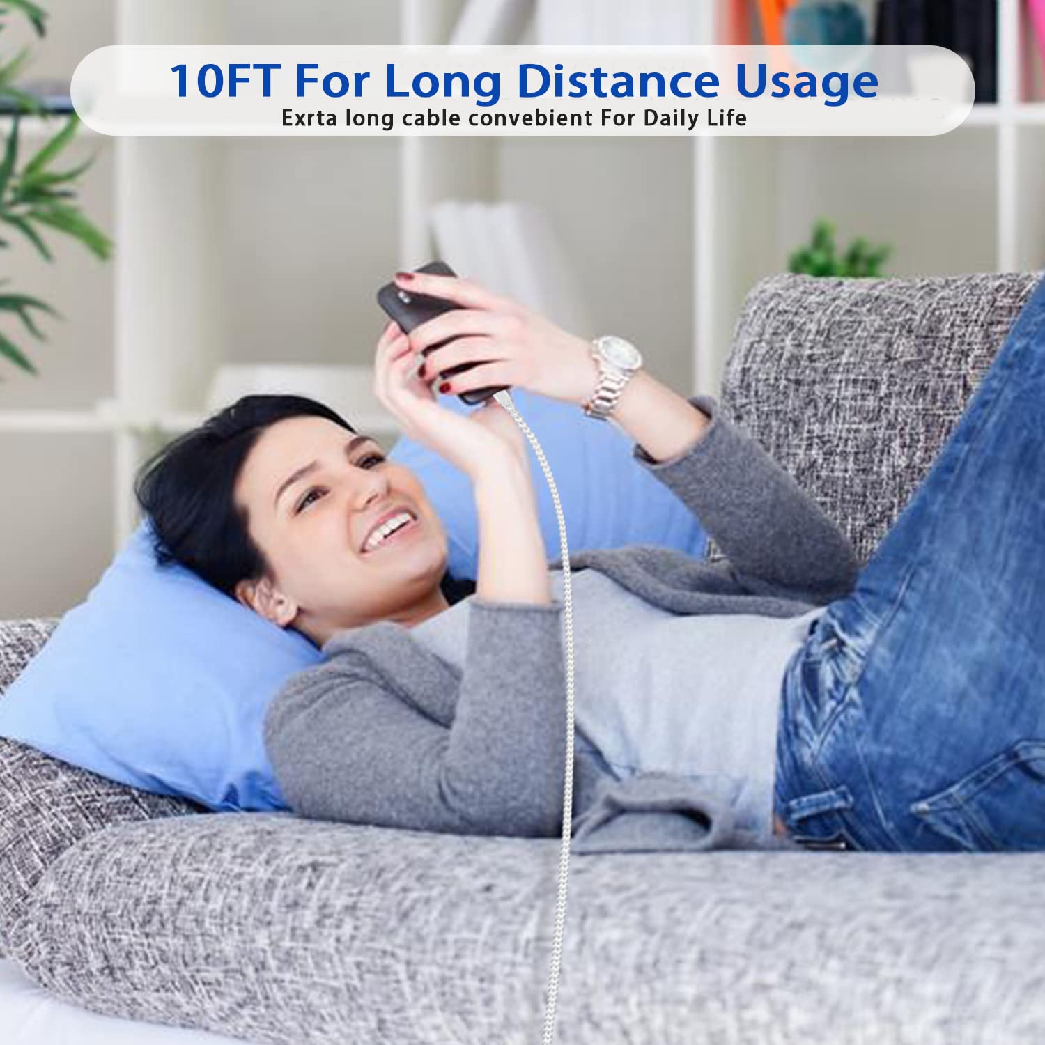 10ft USB C to USB C Fast Charging Cable 2-Pack - Compatible with Samsung Galaxy S25/S24/S23/S22/S21, Note 20/10, A55/A54/A53 5G, Google Pixel 9/8/7/6 Series - Perfect for Home, Office & Travel Charging Needs