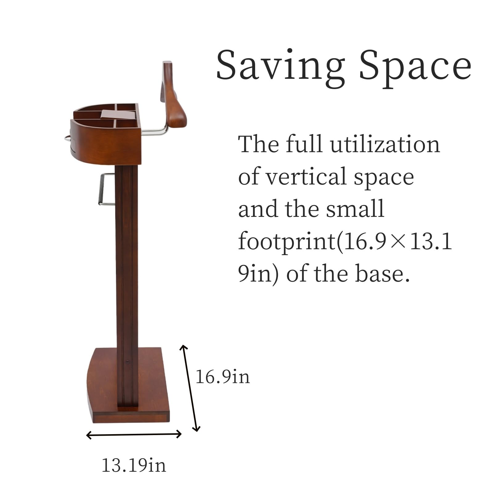 Premium Wooden Valet Stand with Drawer - Freestanding Clothing Organizer with Tie/Belt Hooks & Shoe Rack - Dark Walnut Bedroom Valet for Suits, Watches & Accessories - Perfect for Master Bedroom, Walk-in Closet & Gentleman's Dressing Area