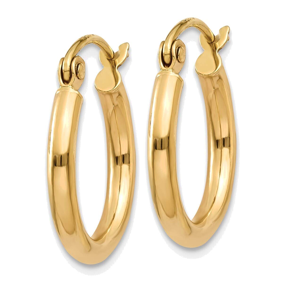 10K Yellow Gold 2mm Polished Tube Hoop Earrings - Elegant Everyday Jewelry for Women, Perfect for Work, Date Night & Special Occasions