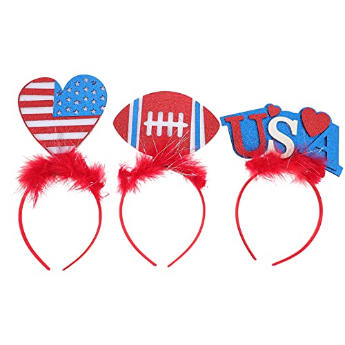 EXCLUZO 3pcs Patriotic Headbands - Cute 4th of July Party Hair Accessories for Kids, Independence Day Photo Props & Hair Decorations - Perfect for Festive Celebrations, Birthday Parties & National Holidays