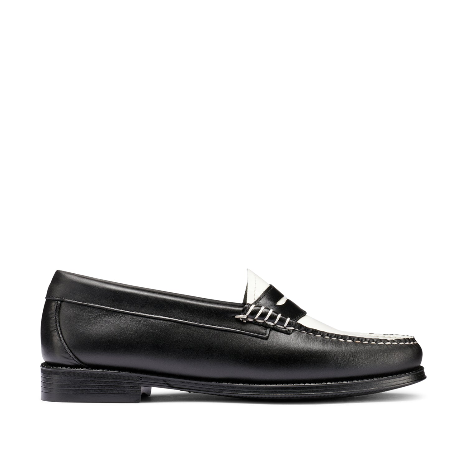 G.H. Bass Women's Whitney Easy Weejun Loafers - Black & White Leather Slip-On Shoes for Women | Comfortable Casual & Office Wear, Perfect for Work, Travel & Everyday Outfits