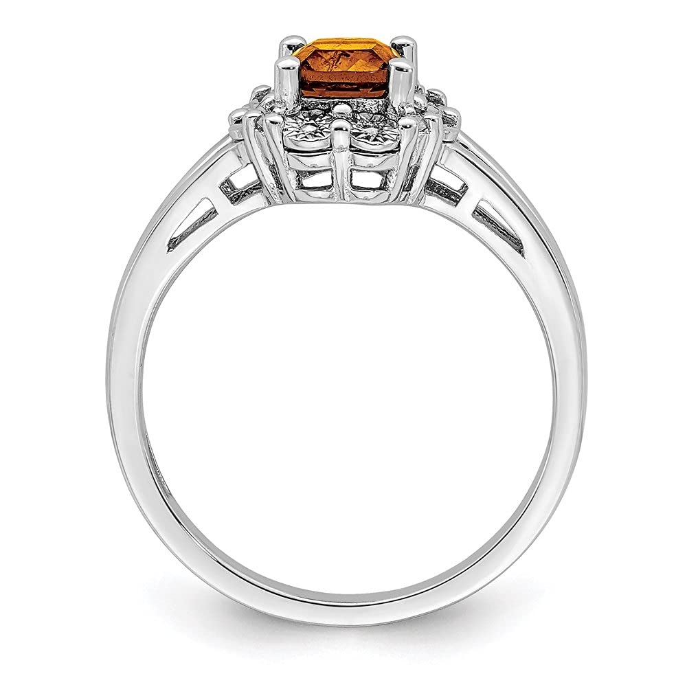 Diamond2Deal 925 Sterling Silver Whiskey Quartz Diamond Engagement Ring (0.535 ct) - Elegant Wedding Proposal Gift for Her, Perfect for Anniversaries & Special Occasions