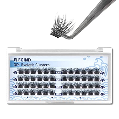 DIY Eyelash Extension Clusters - 48 Pcs 3D Effect C Curl Individual Lashes for Natural Look | Reusable Soft Feather Light Volume 14mm | Perfect for Daily Wear, Special Occasions & Professional Makeup