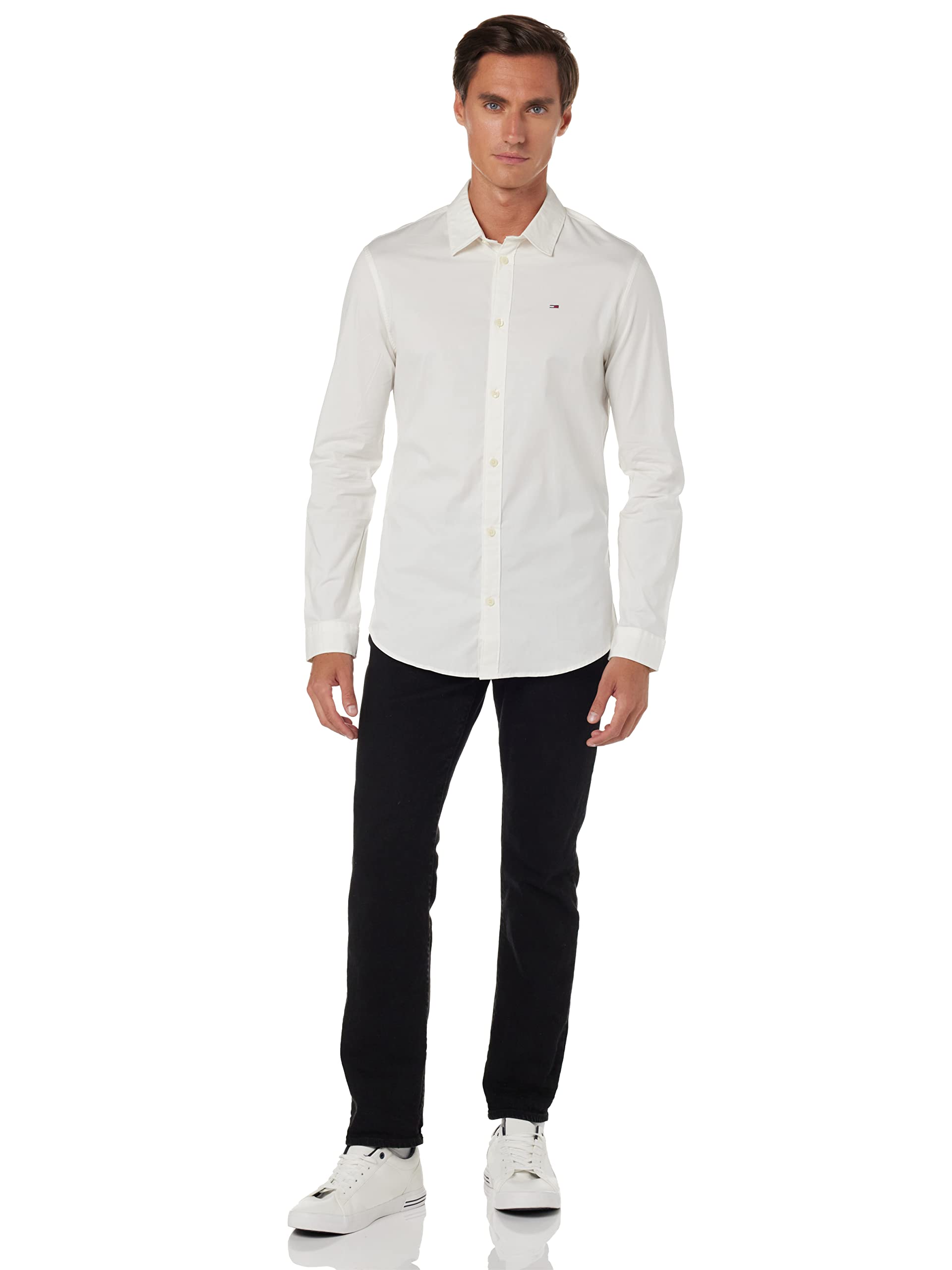 Tommy Hilfiger Men's Casual Button-Down Shirt in Classic Brown | Slim Fit Long Sleeve Dress Shirt for Business & Office Wear | Perfect for Work, Date Night & Formal Occasions