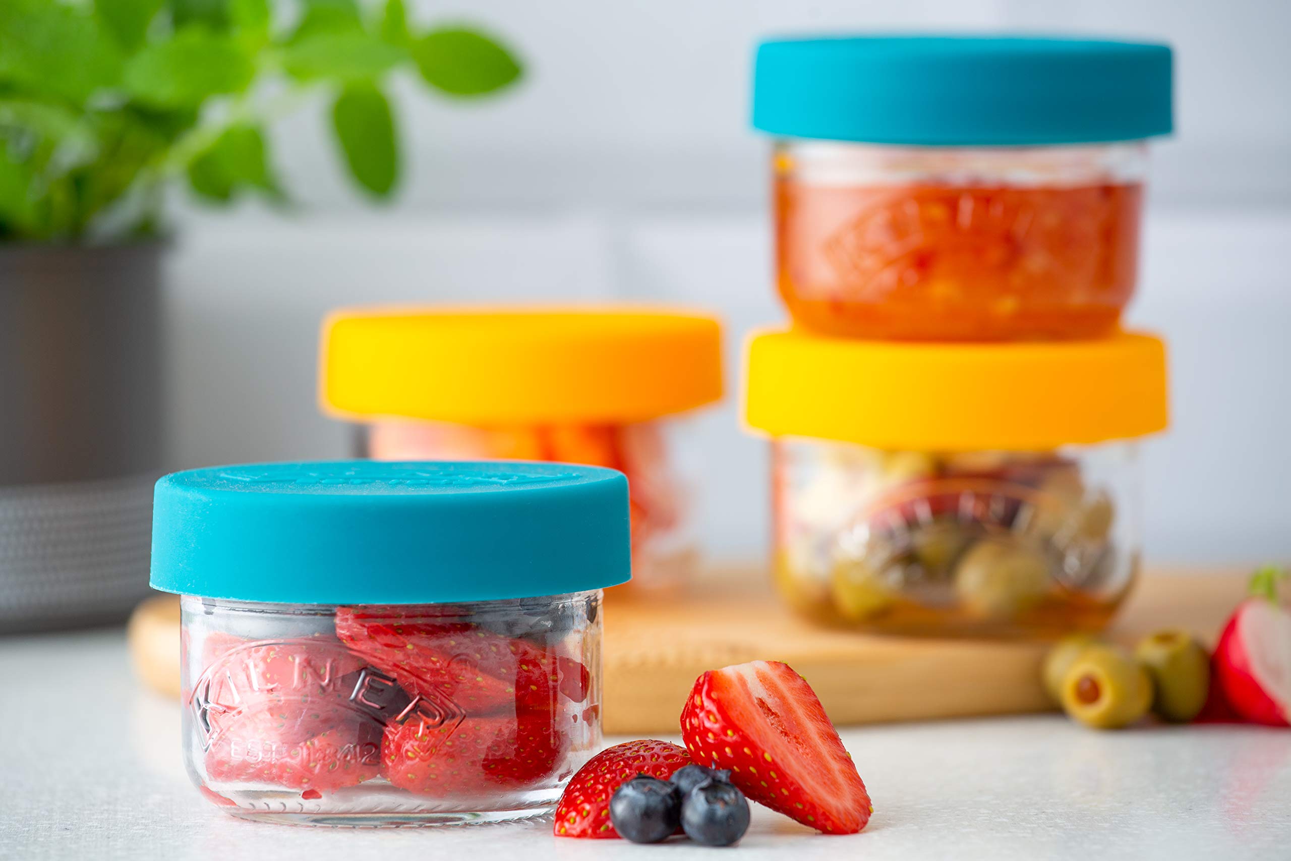 Kilner 2-Pack Glass Storage Jars with Leak-Proof Silicone Lids - 0.125L (4.2oz) Each - Airtight Food Containers for Seeds, Nuts, Dried Fruits, Veggies & Snacks - Perfect for Kitchen Pantry Organization & Meal Prep Storage