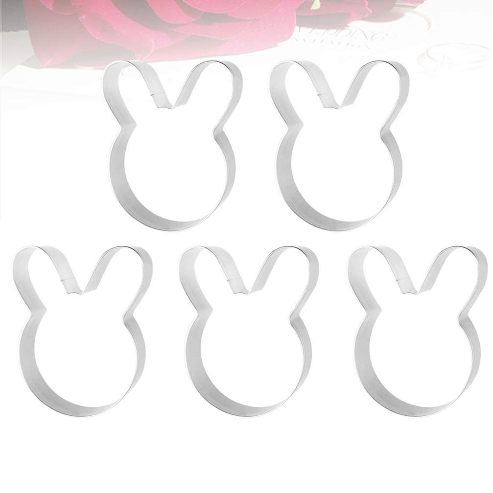Hemoton 5-Piece Stainless Steel Rabbit-Shaped Baking Molds Set - Cake, Cookie & Fruit Cutters for DIY Desserts, Party Treats and Holiday Baking
