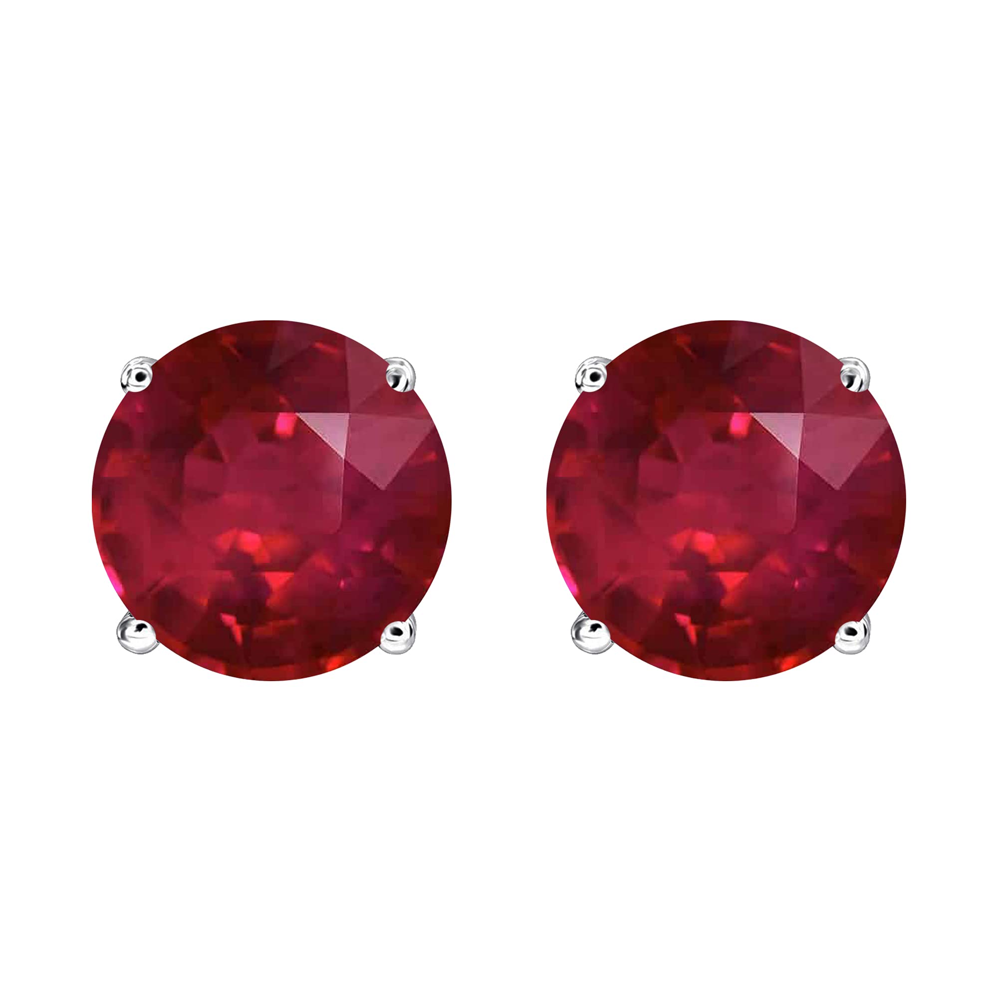 Exquisite Sterling Silver Ruby Stud Earrings for Women | Genuine Gemstone Jewelry Gift for Her | Perfect for Weddings, Parties & Everyday Wear