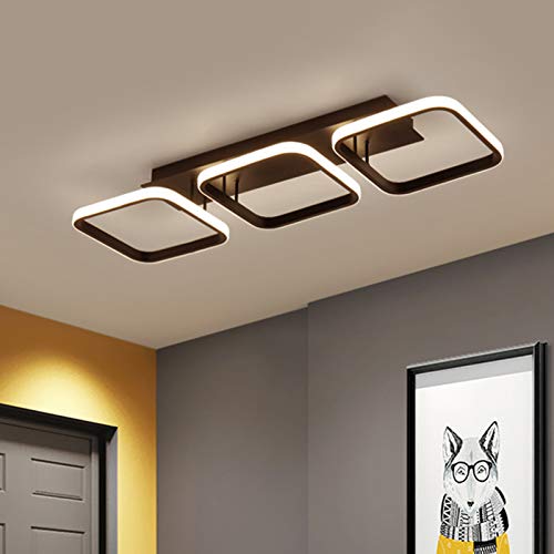 XINDAR Modern Acrylic Square Flush Mount LED Ceiling Light Fixture - 3-Light Black Semi-Flush Mount for Living Room, Bedroom & Hallway - Energy Efficient Indoor Lighting Solution