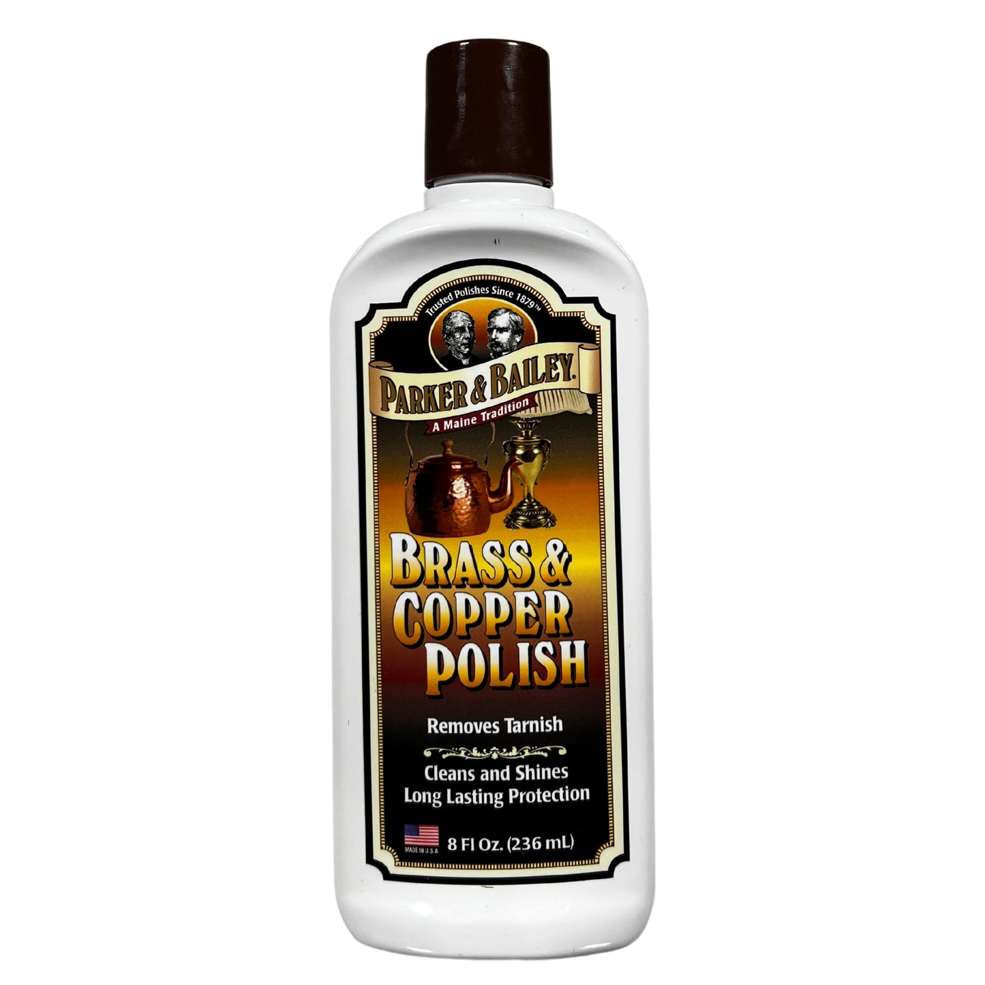 **PARKER & BAILEY Brass and Copper Polish Cleaner – Tarnish Remover & Metal Polish Cream for Antique Decor, Pans, Jewelry & Furniture (8 Oz) – Restores Shine for Kitchenware, Collectibles & Home Decor**