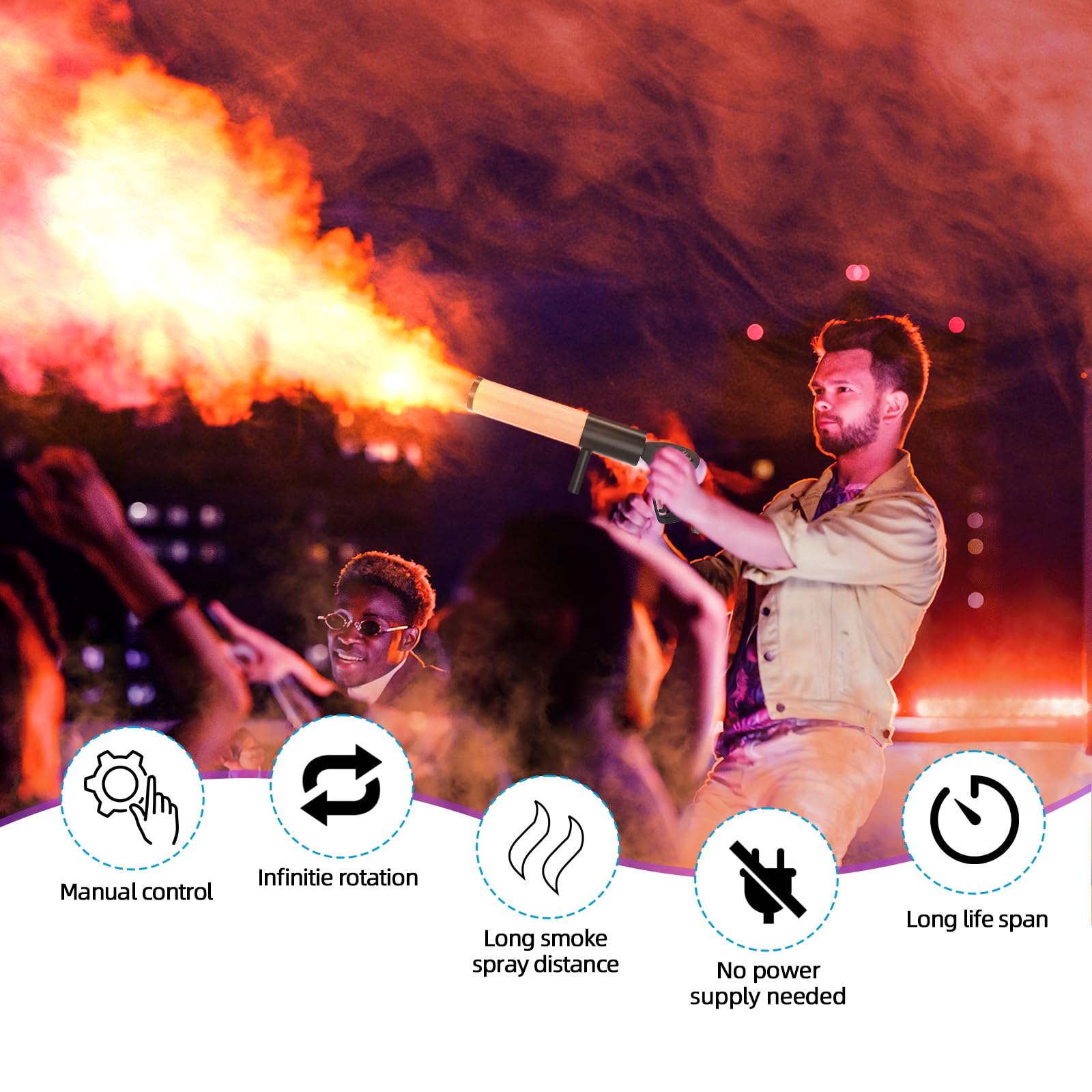 **CO2 Jet Machine Blaster - Handheld CO2 Cannon Smoke Machine with RGB LED Lights, Carbon Dioxide Gas Column Gun for Stage Effects, DJ, Club, Wedding & Halloween Parties - Perfect for Nightclubs, Concerts, and Themed Events**