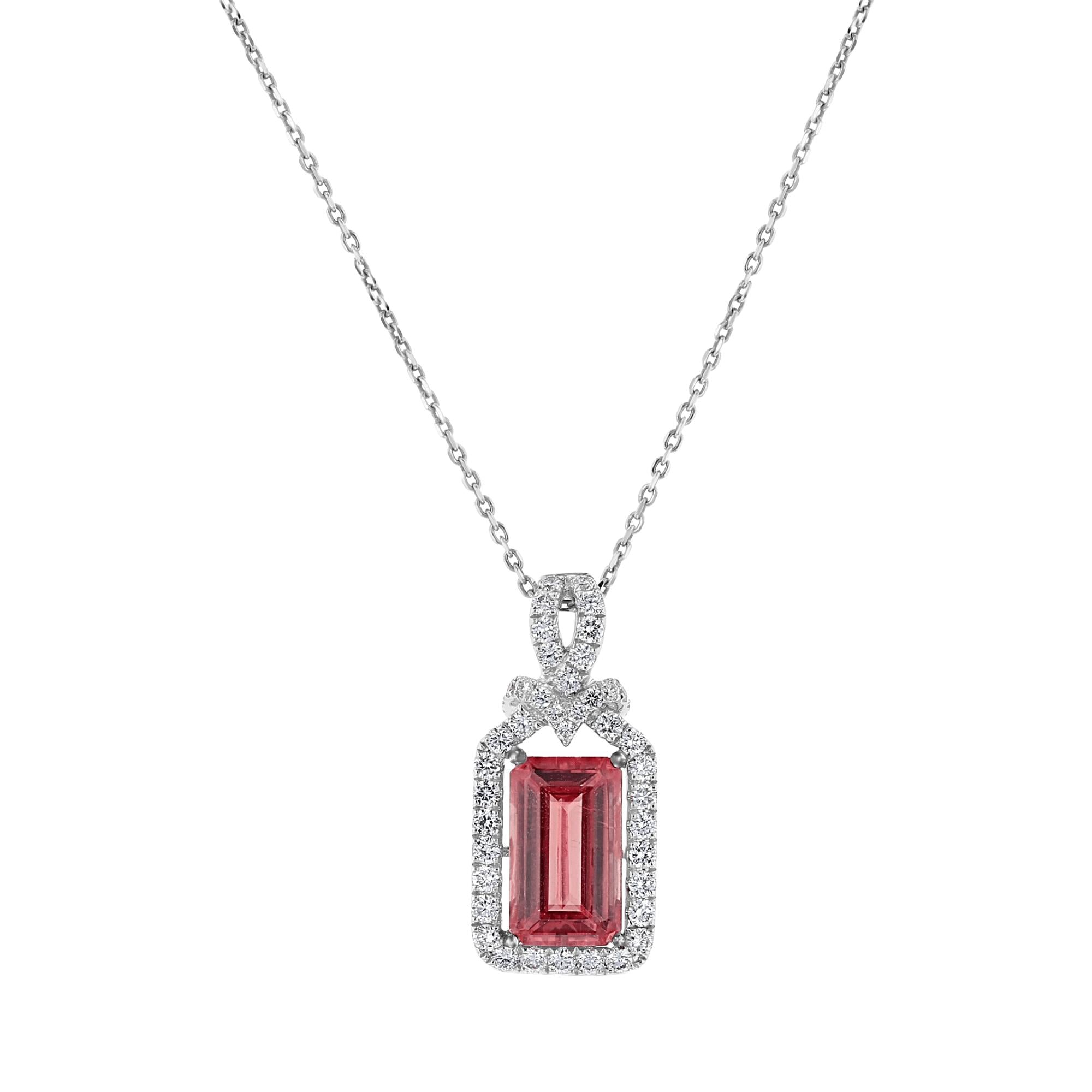 3.20 CT Rhodochrosite & 0.69 CTW Diamond Halo Pendant Necklace - Elegant Jewelry Gift for Women, Perfect for Valentine's Day, Anniversary & Special Occasions