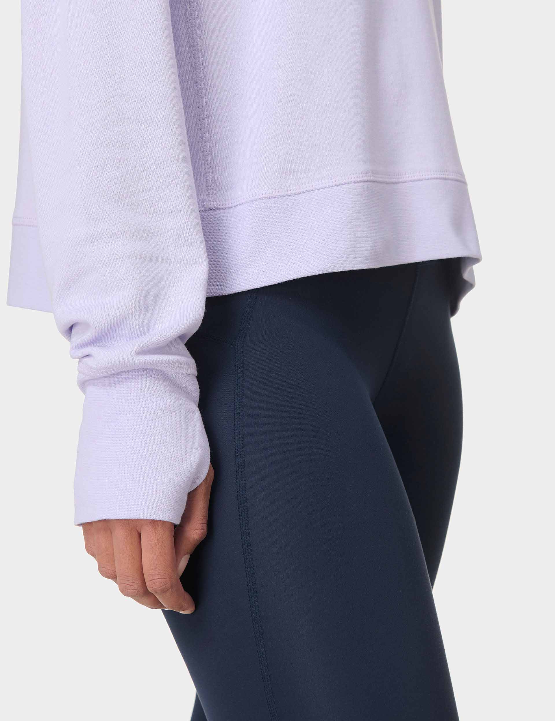 After Class Crop Sweatshirt for Women - Heather Purple Comfort Fit Pullover - Perfect for Casual Wear, Gym, and Street Style Fashion